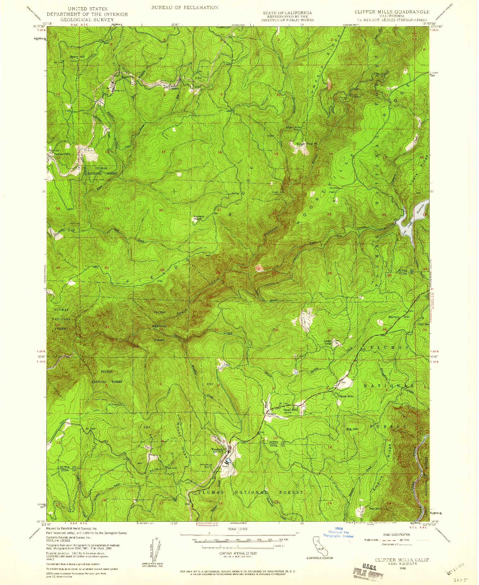 USGS 1:24000-SCALE QUADRANGLE FOR CLIPPER MILLS, CA 1948