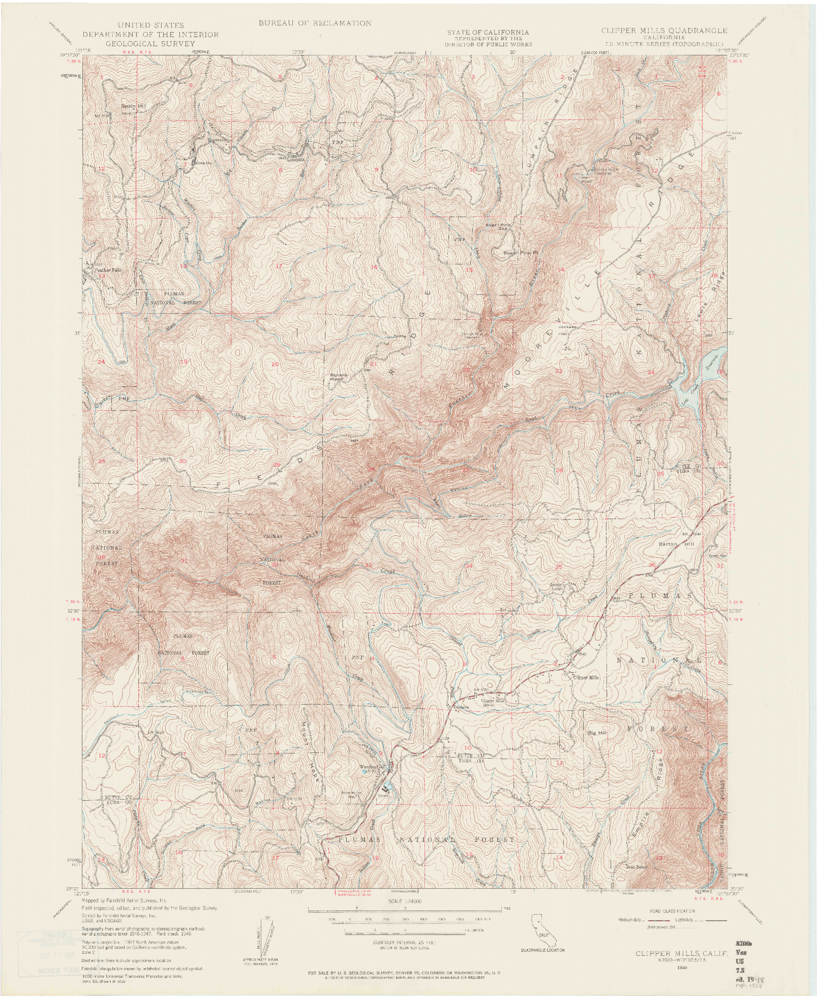 USGS 1:24000-SCALE QUADRANGLE FOR CLIPPER MILLS, CA 1948