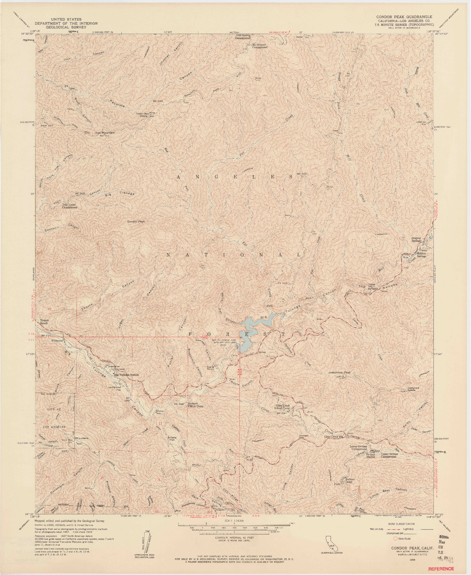 USGS 1:24000-SCALE QUADRANGLE FOR CONDOR PEAK, CA 1959