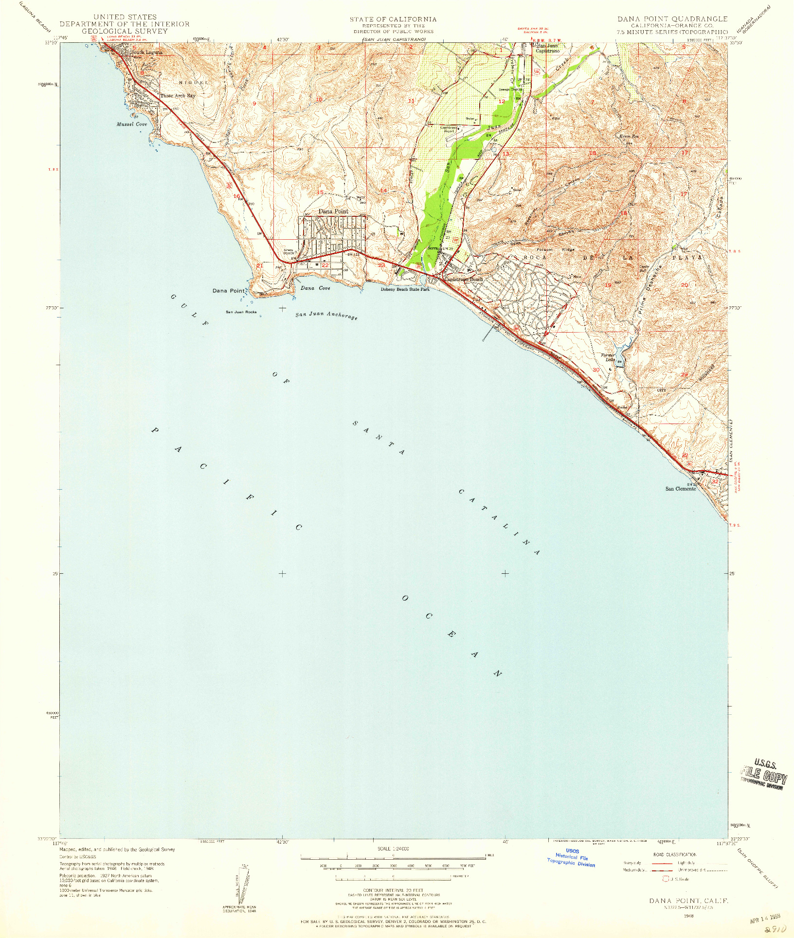 USGS 1:24000-SCALE QUADRANGLE FOR DANA POINT, CA 1948