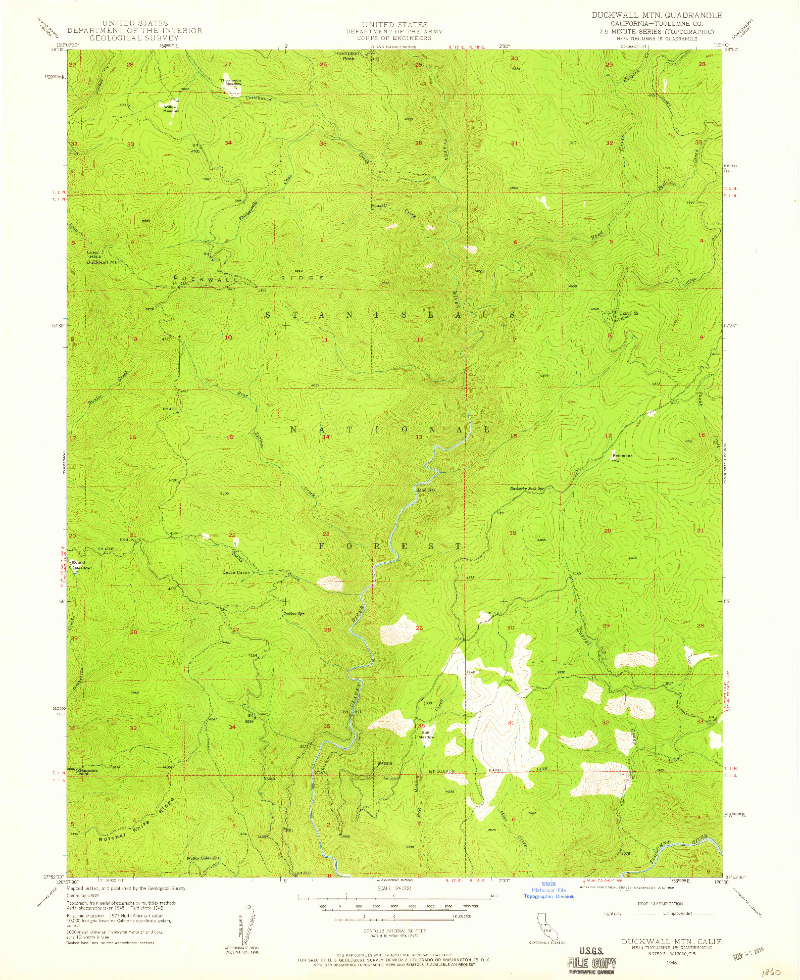 USGS 1:24000-SCALE QUADRANGLE FOR DUCKWALL MTN, CA 1948