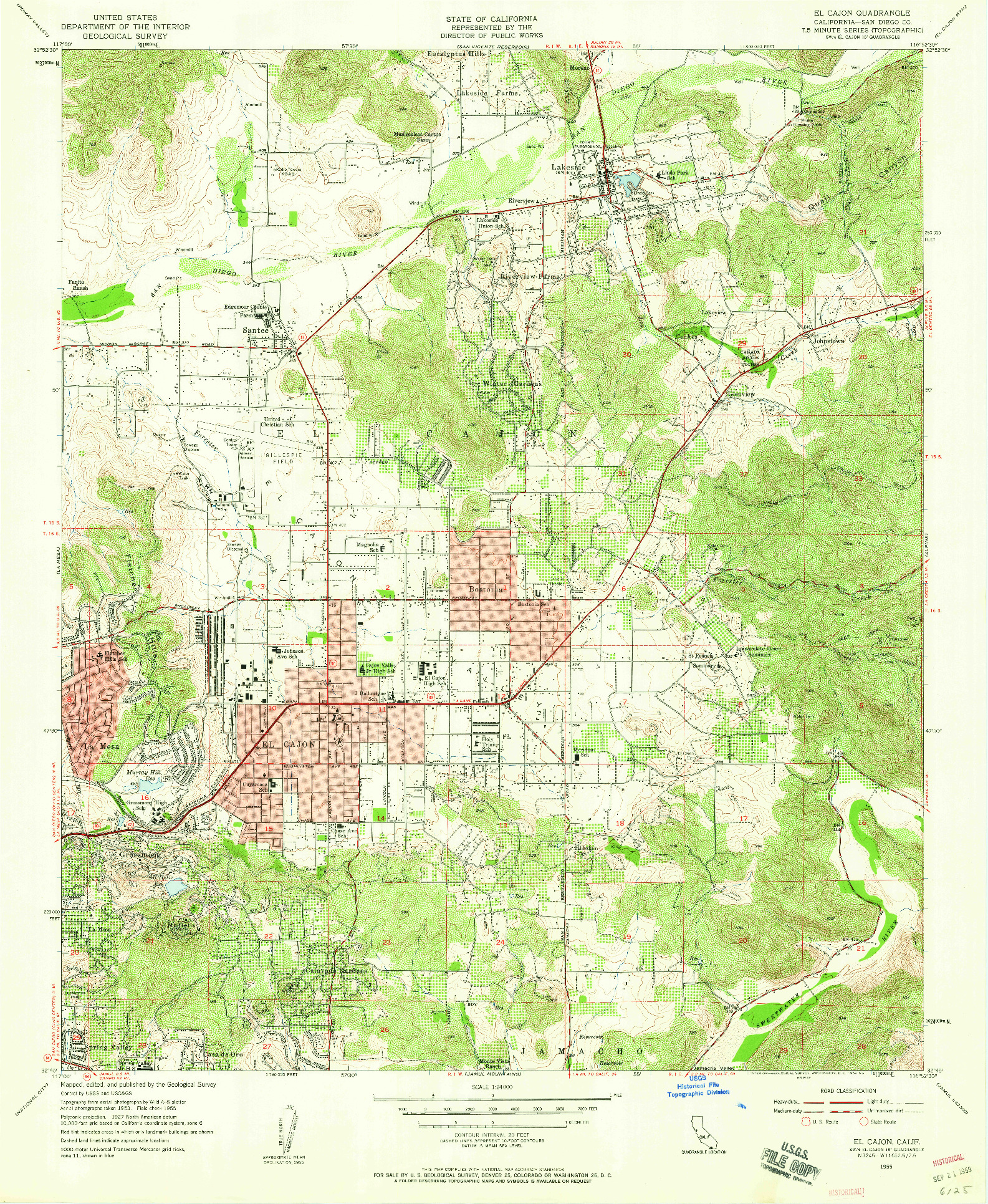 USGS 1:24000-SCALE QUADRANGLE FOR EL CAJON, CA 1955