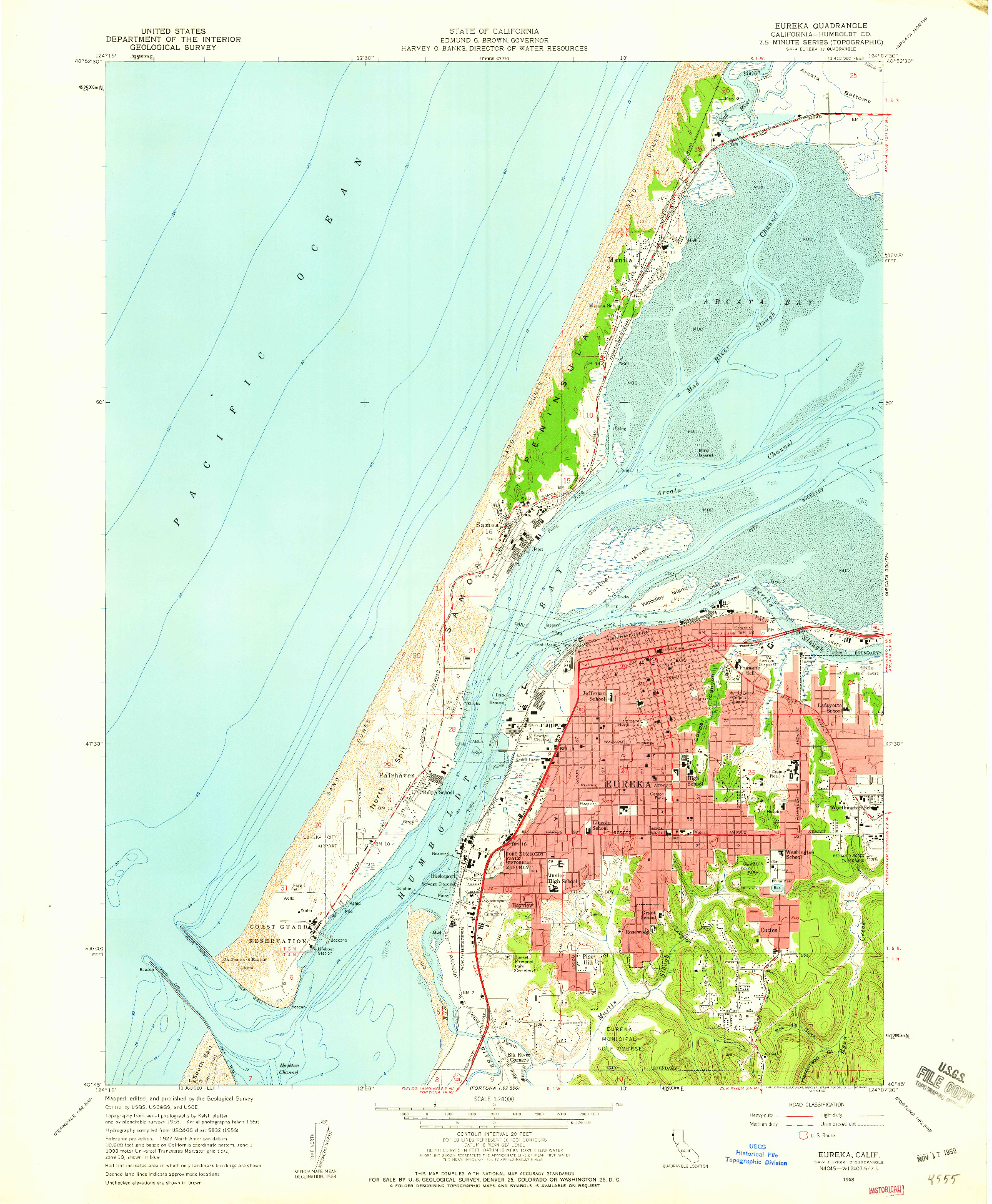 USGS 1:24000-SCALE QUADRANGLE FOR EUREKA, CA 1958