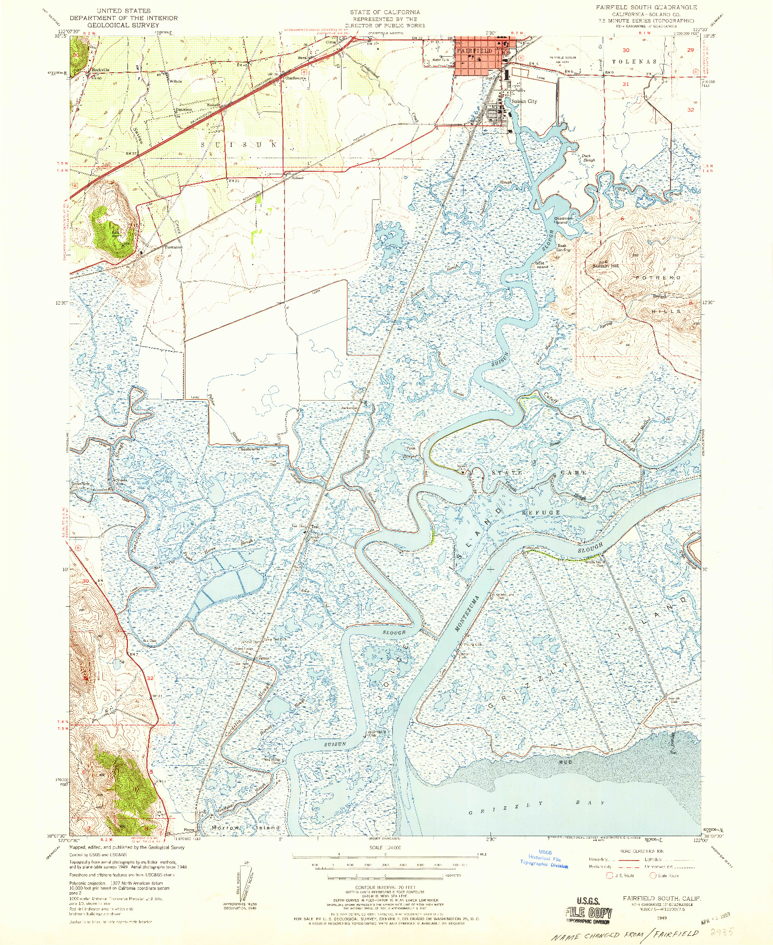 USGS 1:24000-SCALE QUADRANGLE FOR FAIRFIELD SOUTH, CA 1949