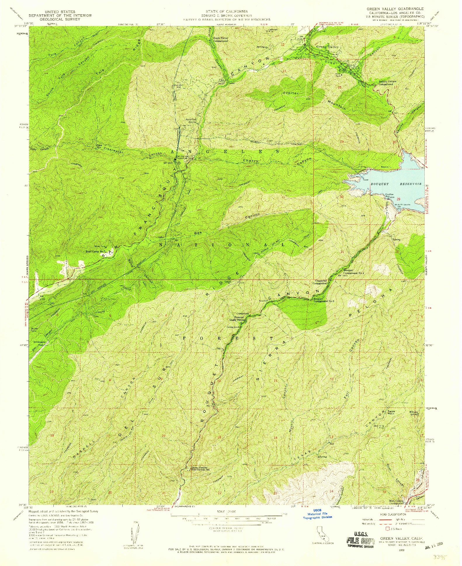 USGS 1:24000-SCALE QUADRANGLE FOR GREEN VALLEY, CA 1958