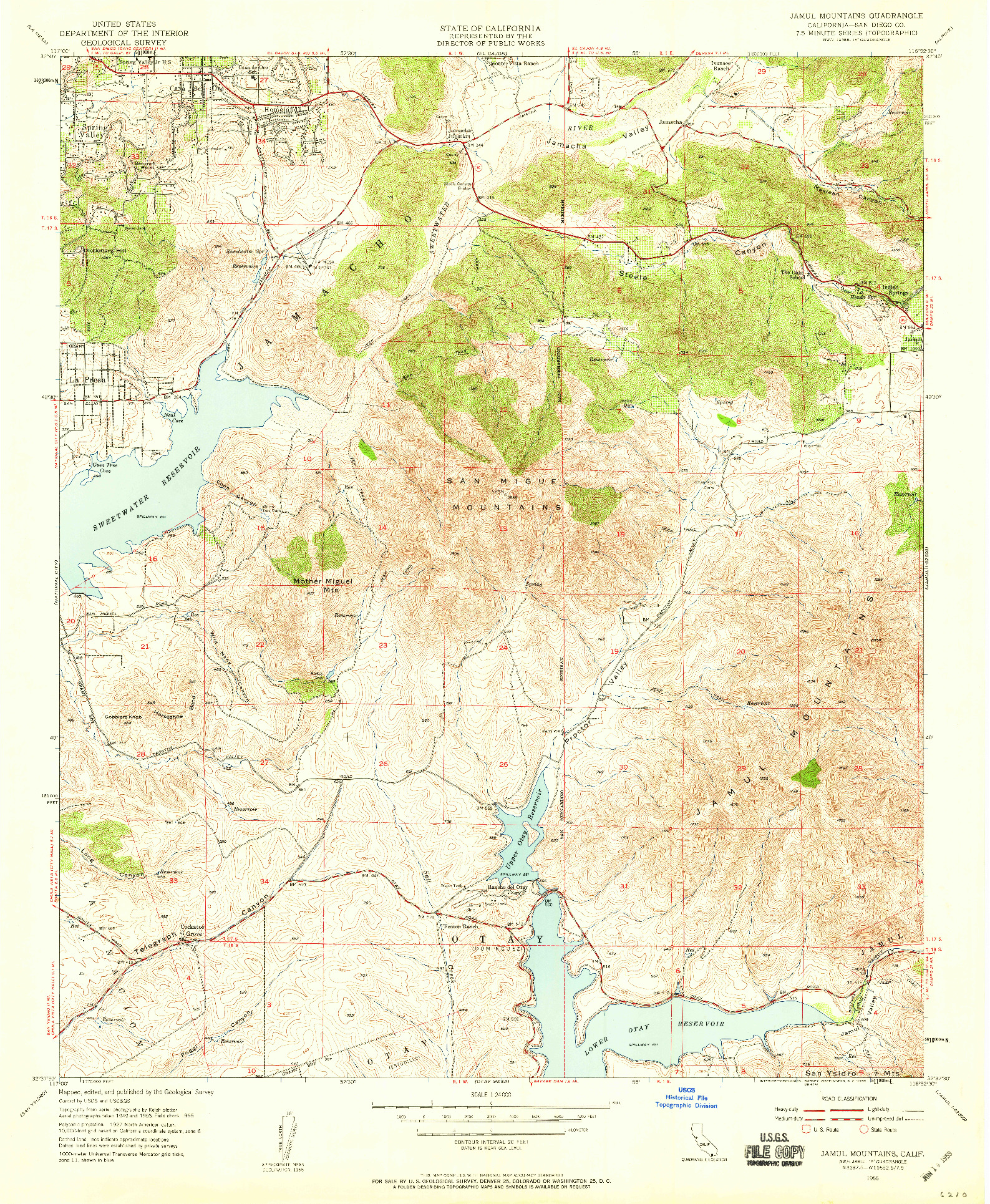 USGS 1:24000-SCALE QUADRANGLE FOR JAMUL MOUNTAINS, CA 1955