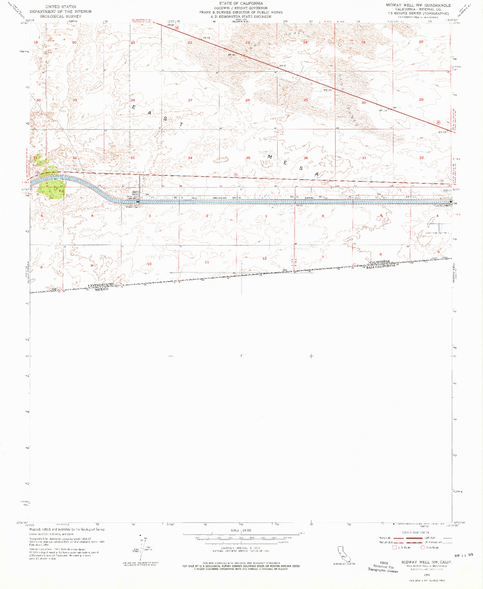 USGS 1:24000-SCALE QUADRANGLE FOR MIDWAY WELL NW, CA 1954