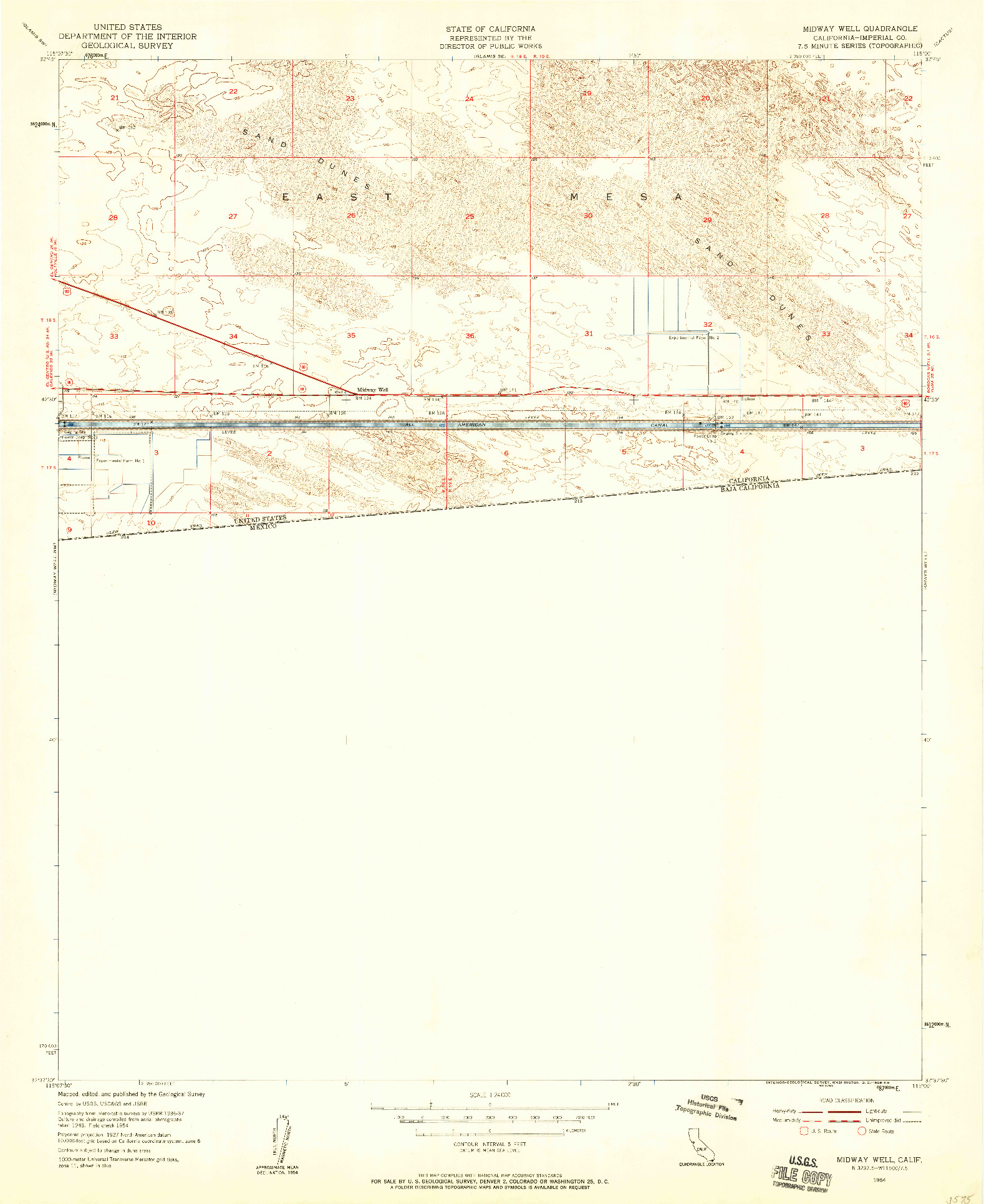 USGS 1:24000-SCALE QUADRANGLE FOR MIDWAY WELL, CA 1954