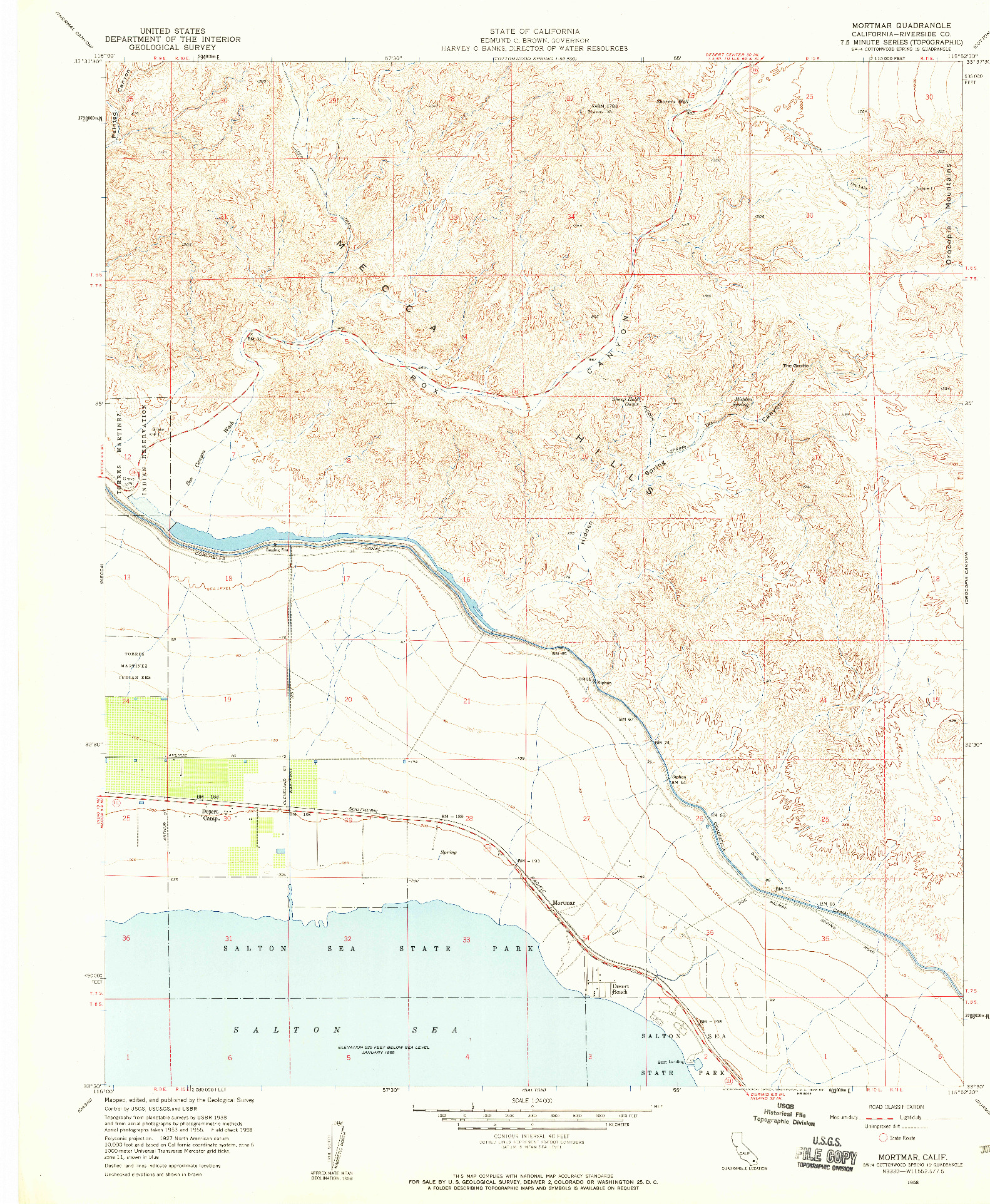 USGS 1:24000-SCALE QUADRANGLE FOR MORTMAR, CA 1958