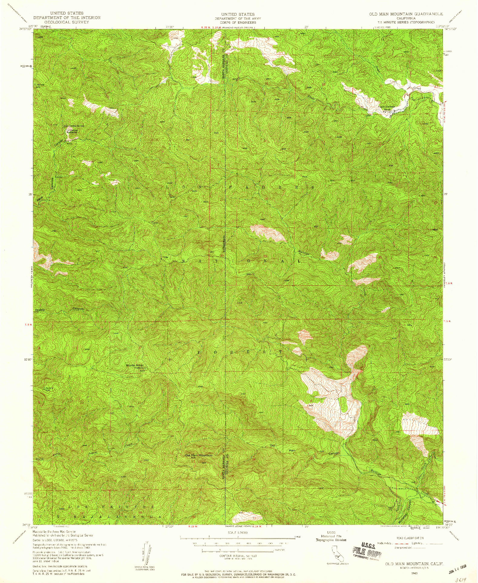 USGS 1:24000-SCALE QUADRANGLE FOR OLD MAN MOUNTAIN, CA 1943