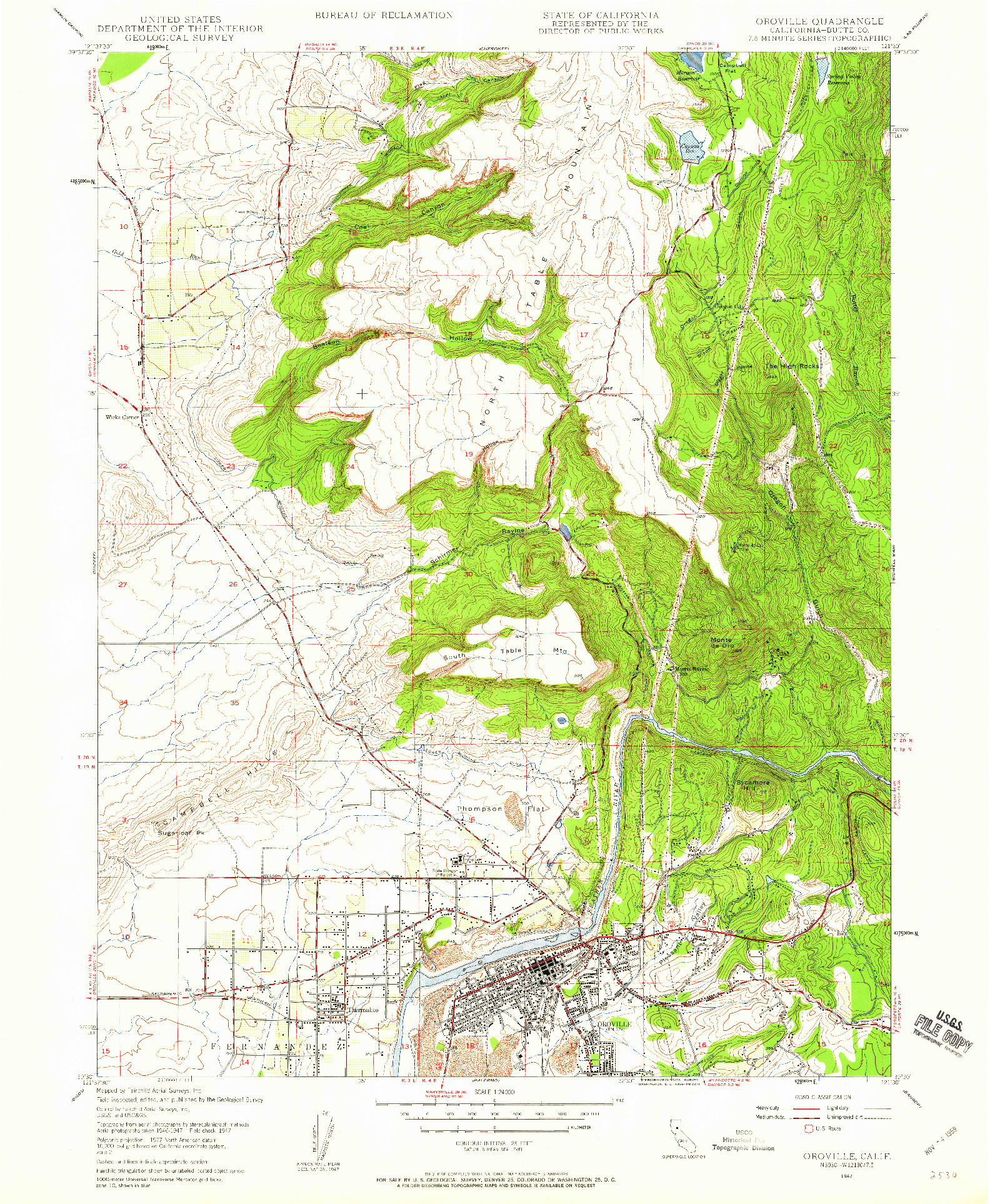 USGS 1:24000-SCALE QUADRANGLE FOR OROVILLE, CA 1947