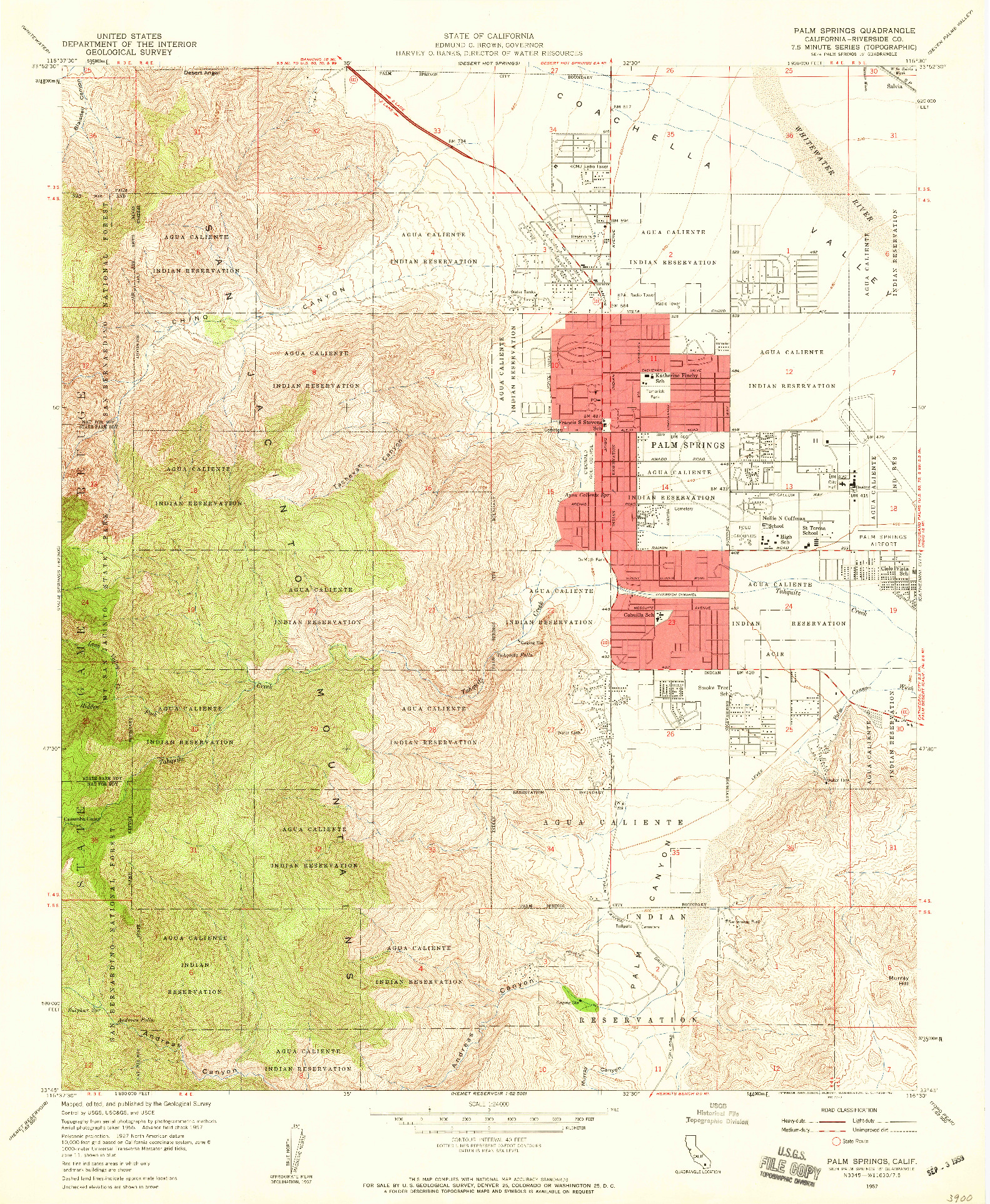 USGS 1:24000-SCALE QUADRANGLE FOR PALM SPRINGS, CA 1957