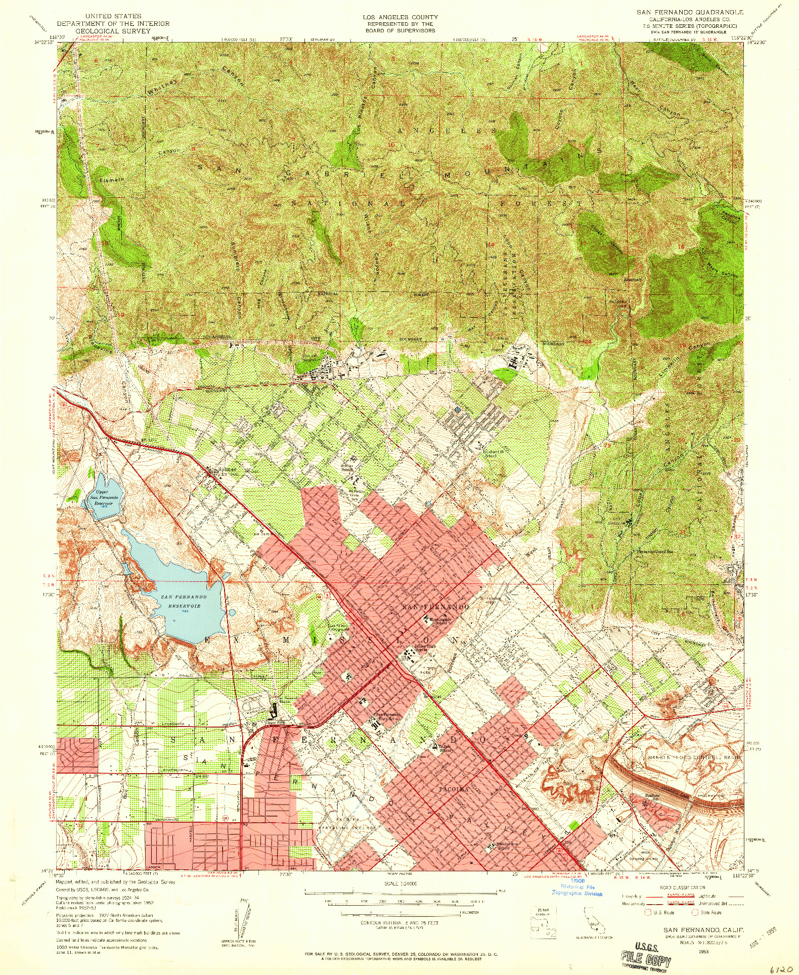USGS 1:24000-SCALE QUADRANGLE FOR SAN FERNANDO, CA 1953