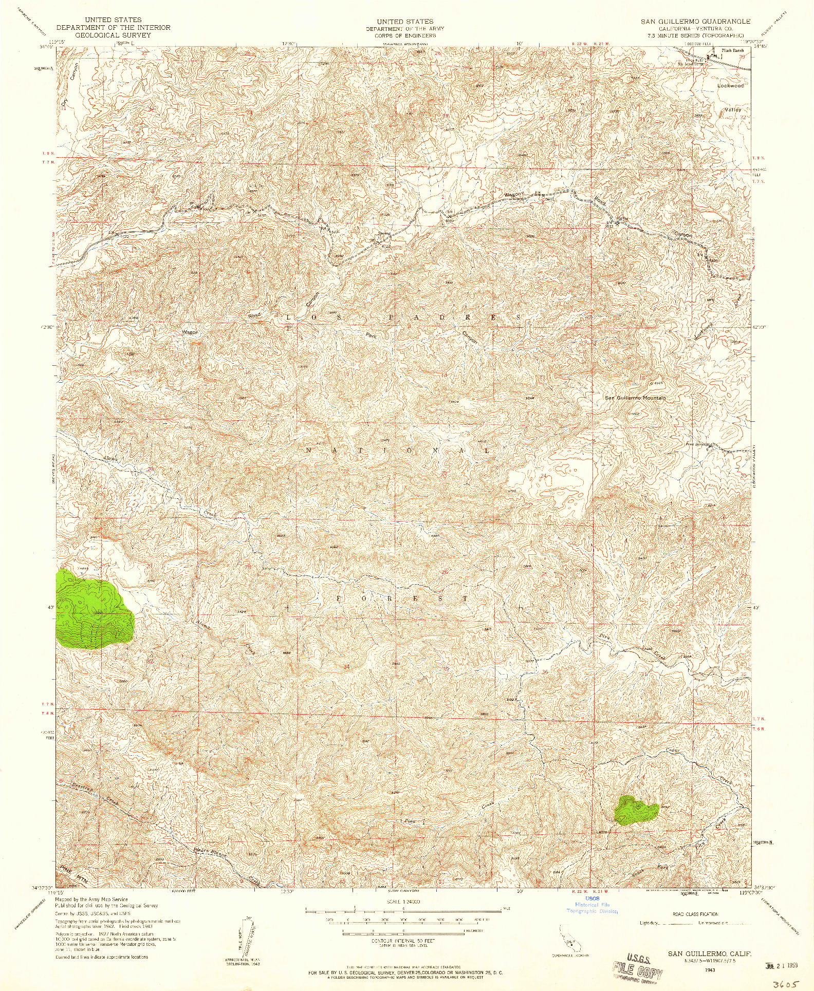 USGS 1:24000-SCALE QUADRANGLE FOR SAN GUILLERMO, CA 1943