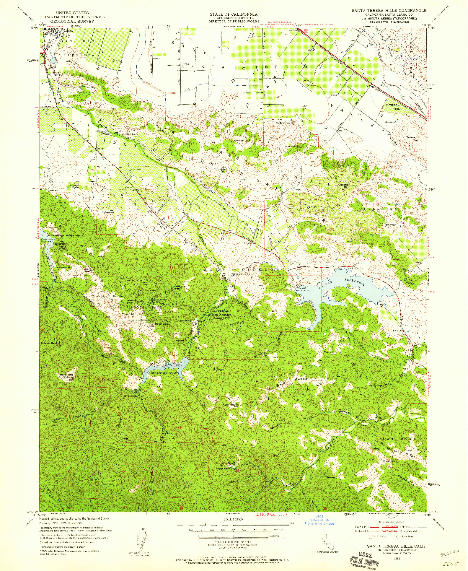 USGS 1:24000-SCALE QUADRANGLE FOR SANTA TERESA HILLS, CA 1953