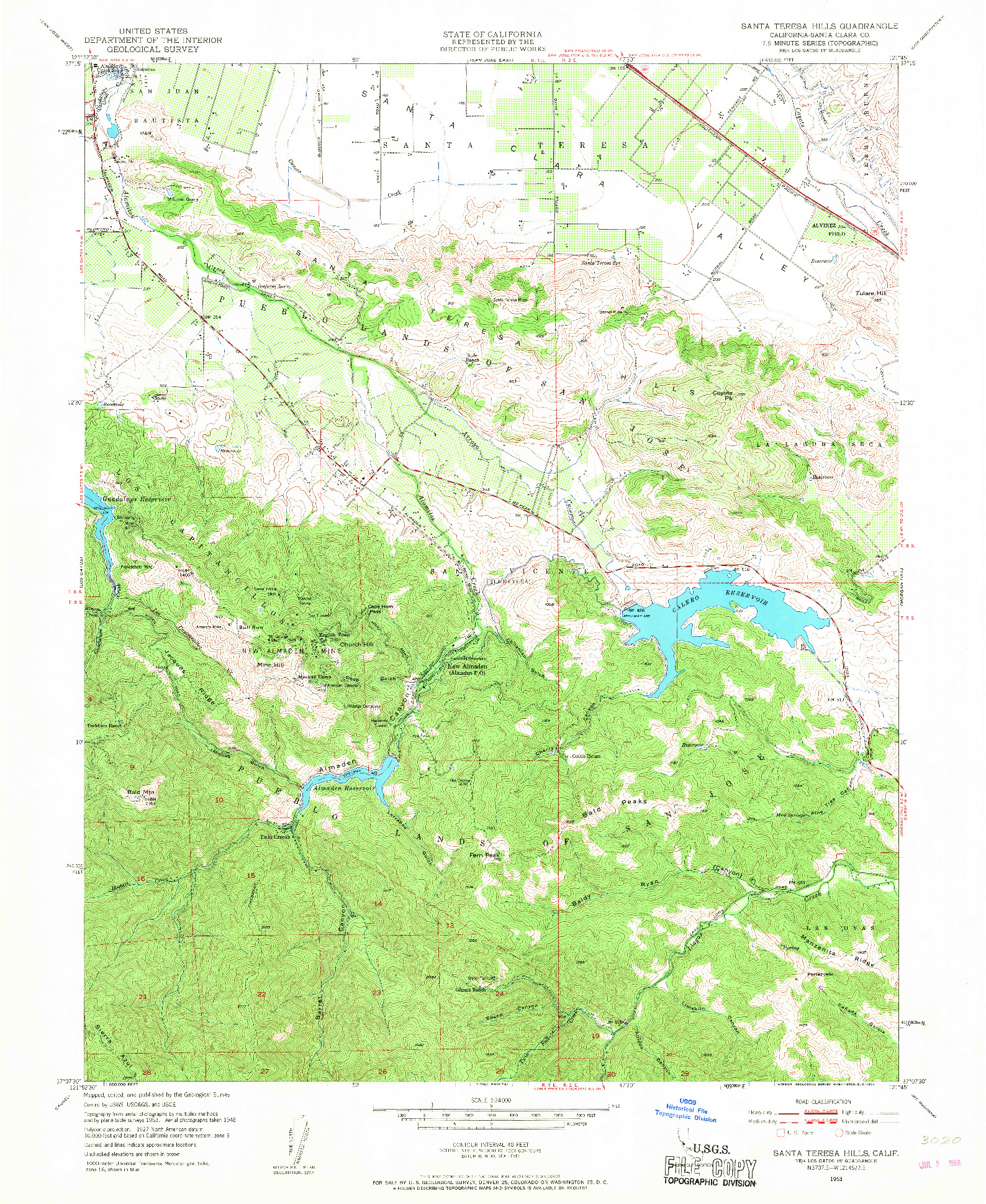 USGS 1:24000-SCALE QUADRANGLE FOR SANTA TERESA HILLS, CA 1953