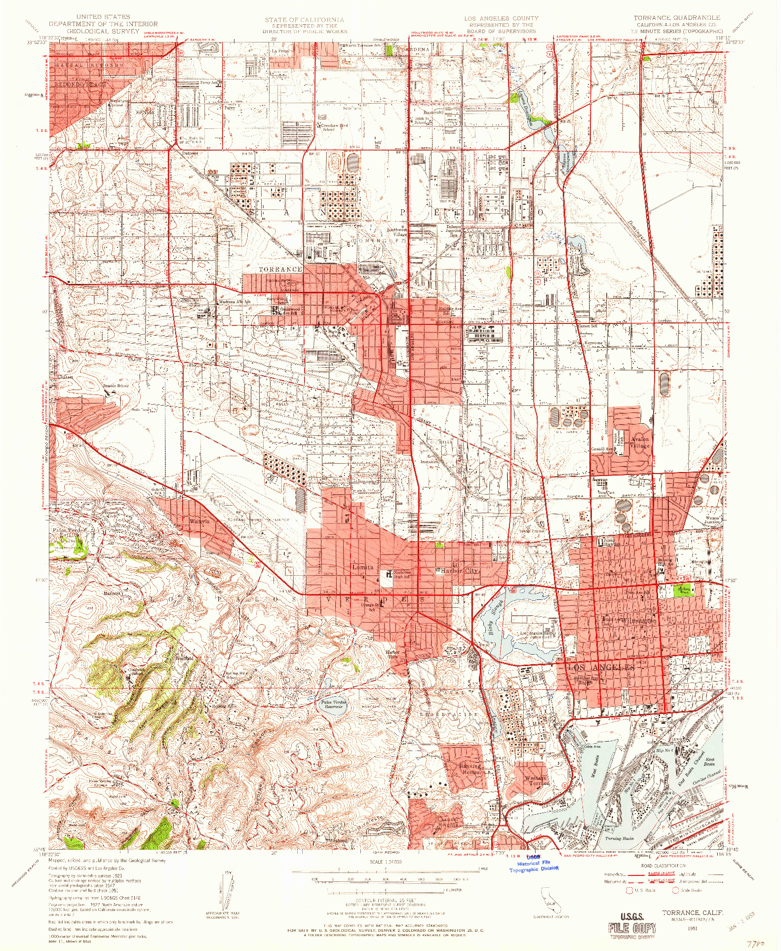 USGS 1:24000-SCALE QUADRANGLE FOR TORRANCE, CA 1951