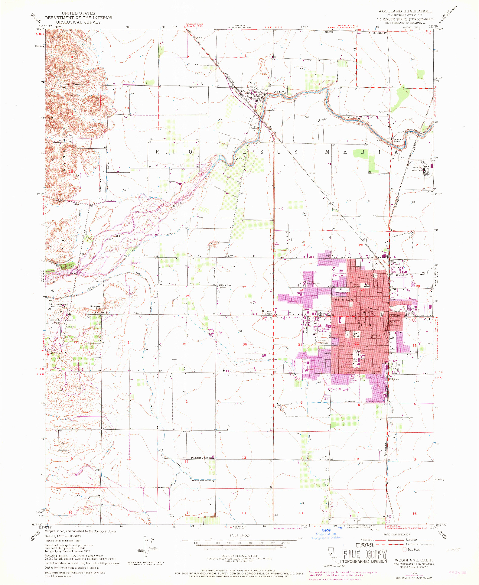 USGS 1:24000-SCALE QUADRANGLE FOR WOODLAND, CA 1952