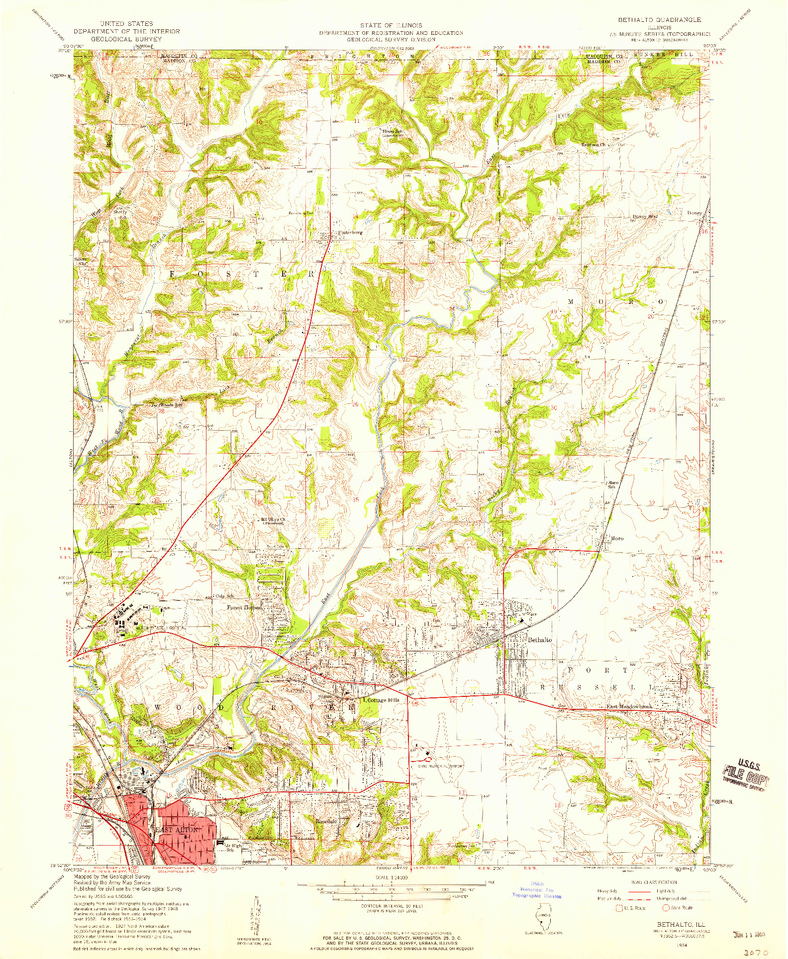 USGS 1:24000-SCALE QUADRANGLE FOR BETHALTO, IL 1954