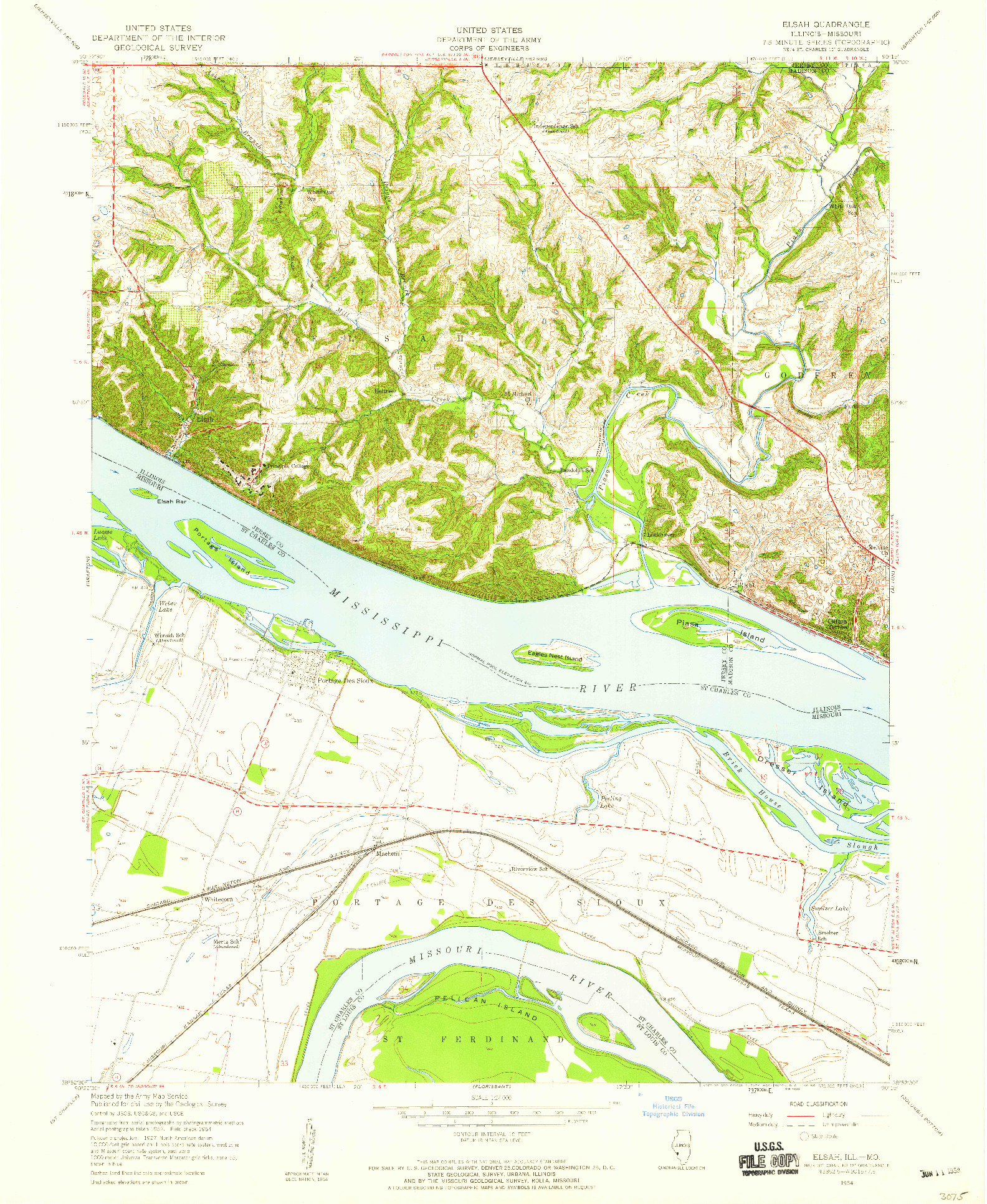 USGS 1:24000-SCALE QUADRANGLE FOR ELSAH, IL 1954