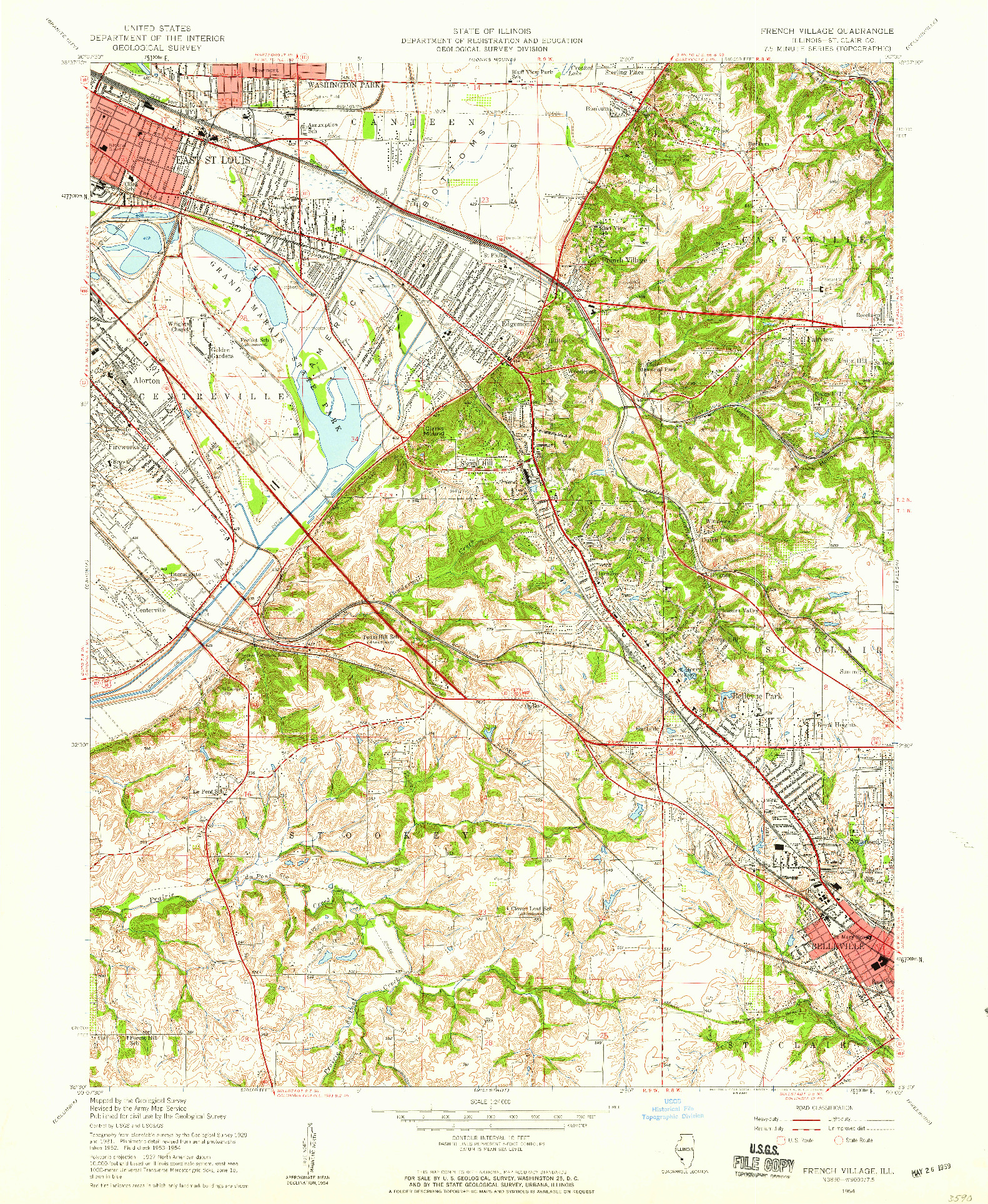 USGS 1:24000-SCALE QUADRANGLE FOR FRENCH VILLAGE, IL 1954