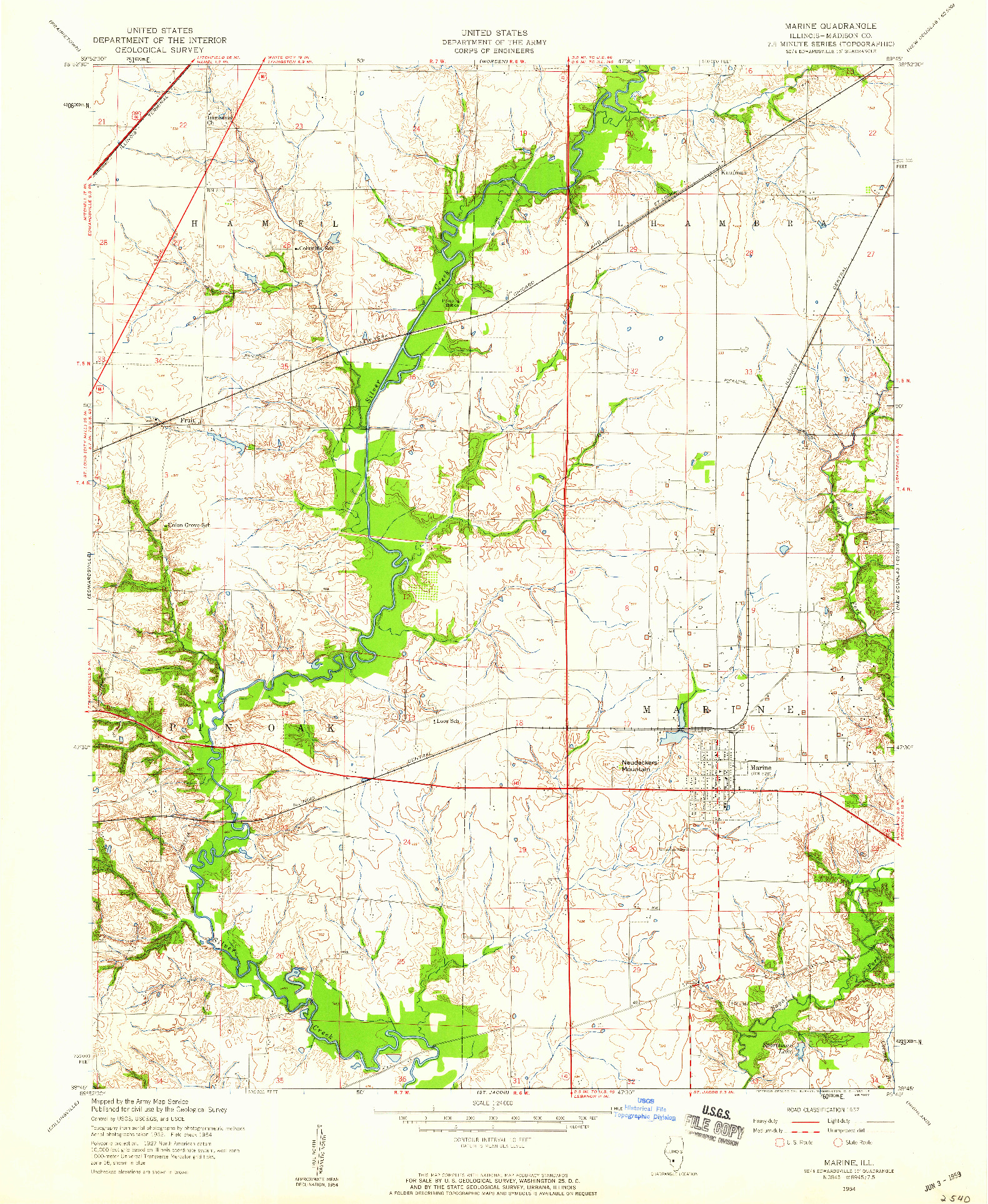 USGS 1:24000-SCALE QUADRANGLE FOR MARINE, IL 1954