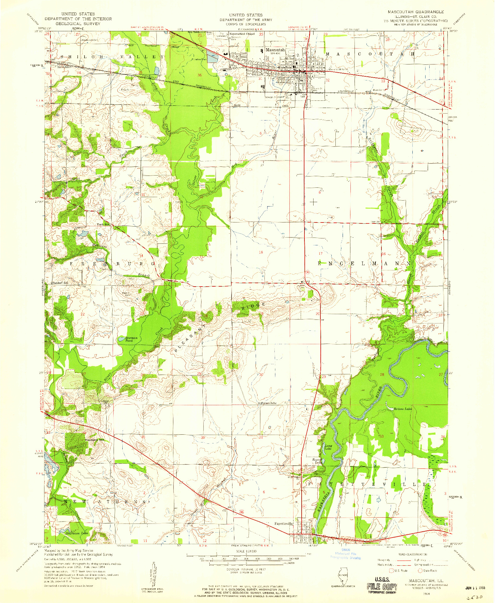 USGS 1:24000-SCALE QUADRANGLE FOR MASCOUTAH, IL 1954