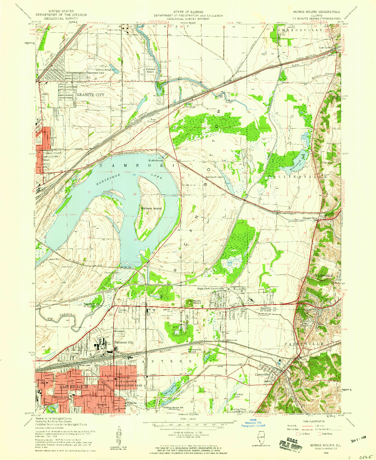 USGS 1:24000-SCALE QUADRANGLE FOR MONKS MOUND, IL 1954