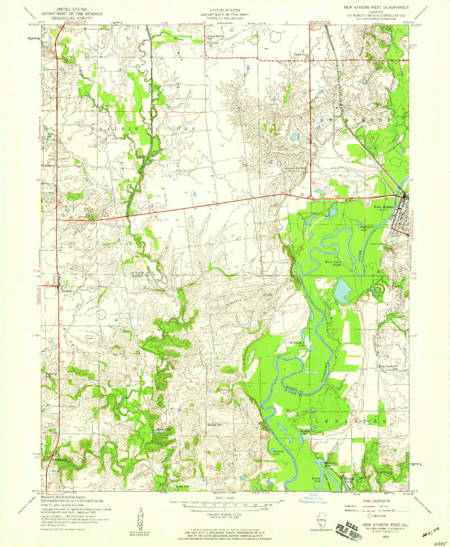 USGS 1:24000-SCALE QUADRANGLE FOR NEW ATHENS WEST, IL 1954