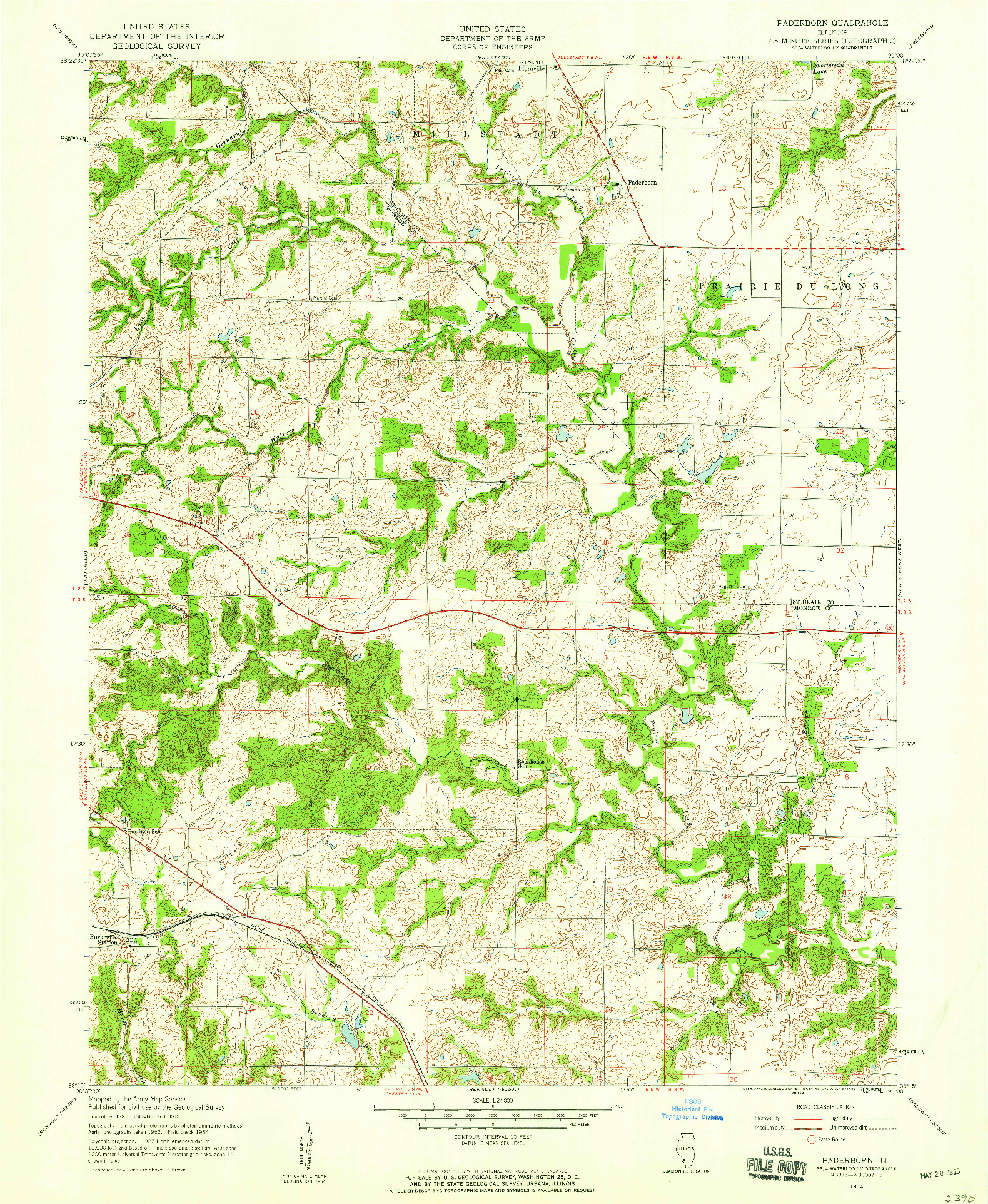 USGS 1:24000-SCALE QUADRANGLE FOR PADERBORN, IL 1954