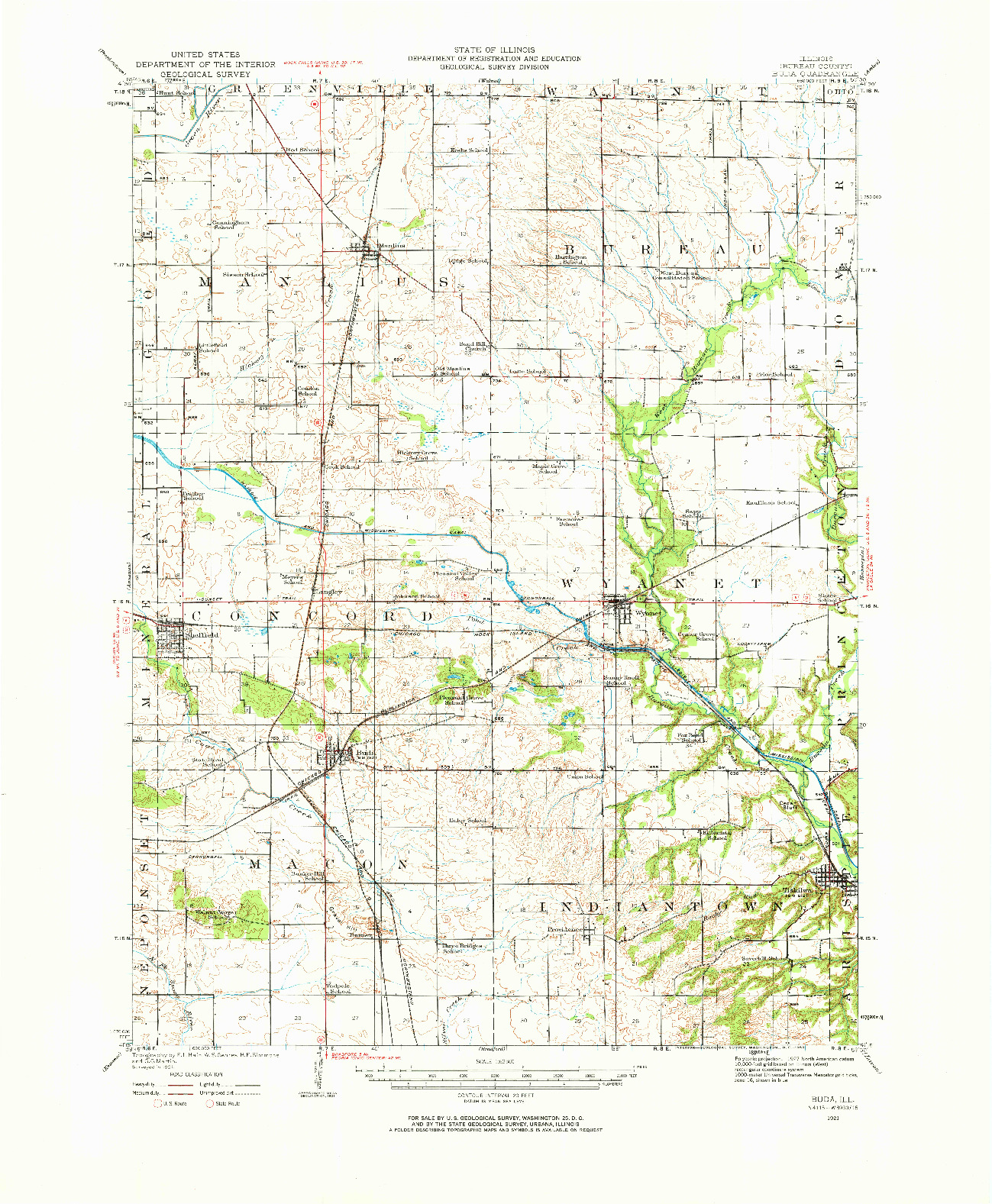 USGS 1:62500-SCALE QUADRANGLE FOR BUDA, IL 1921