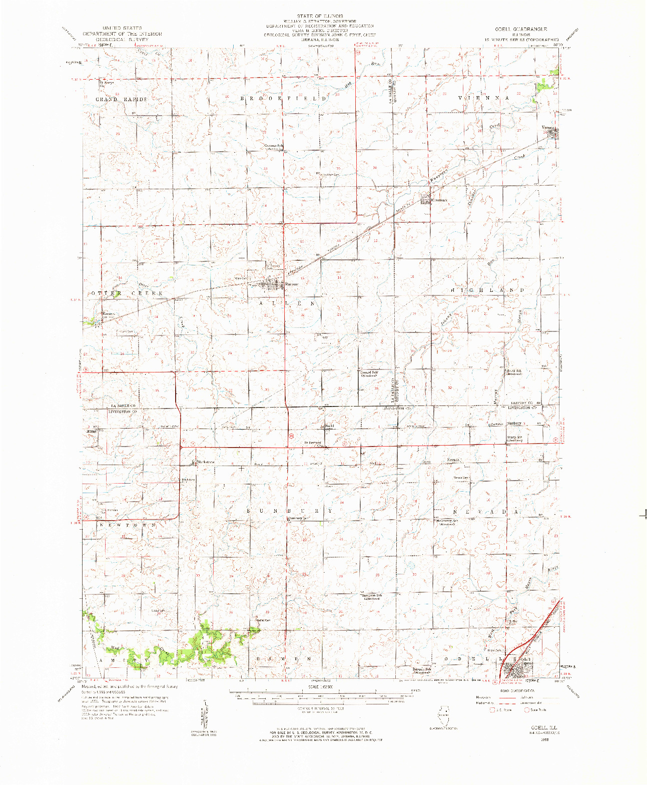 USGS 1:62500-SCALE QUADRANGLE FOR ODELL, IL 1958