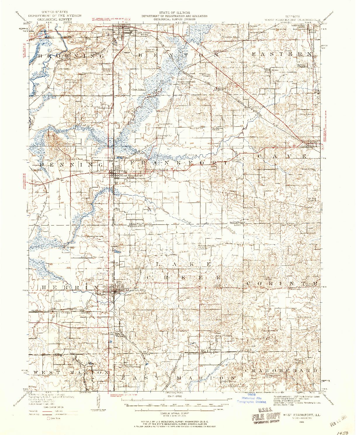 USGS 1:62500-SCALE QUADRANGLE FOR WEST FRANKFORT, IL 1941