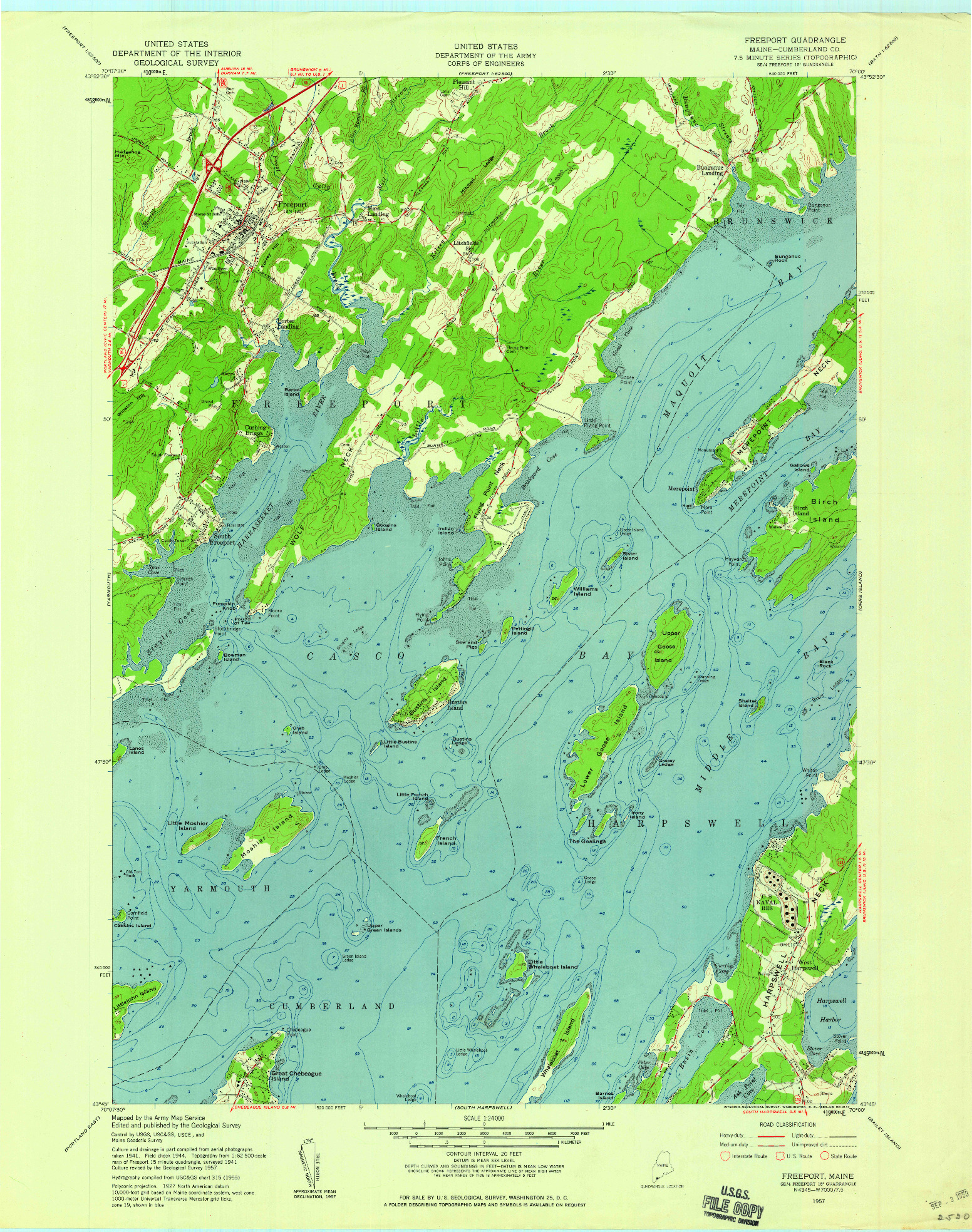 USGS 1:24000-SCALE QUADRANGLE FOR FREEPORT, ME 1957