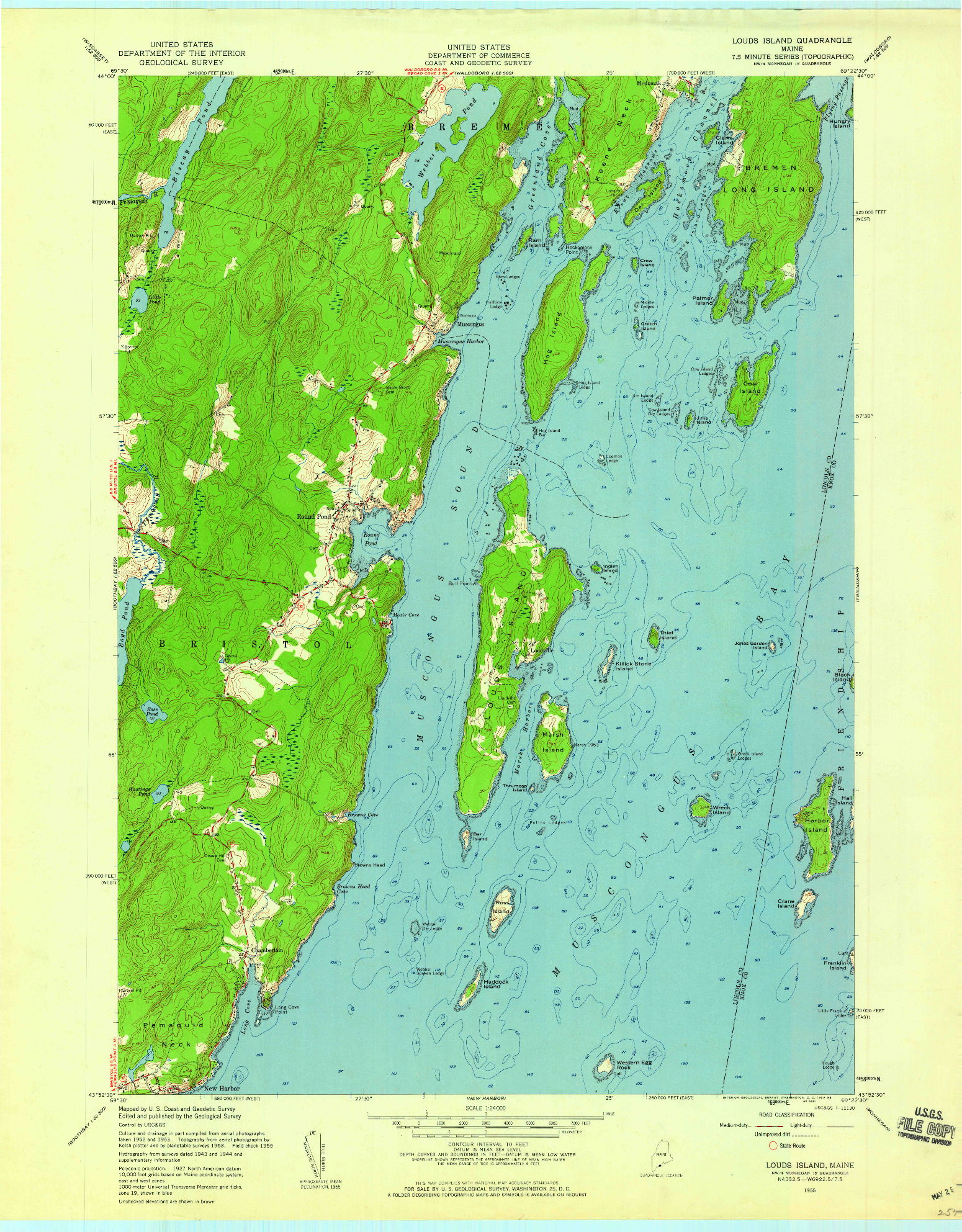 USGS 1:24000-SCALE QUADRANGLE FOR LOUDS ISLAND, ME 1955