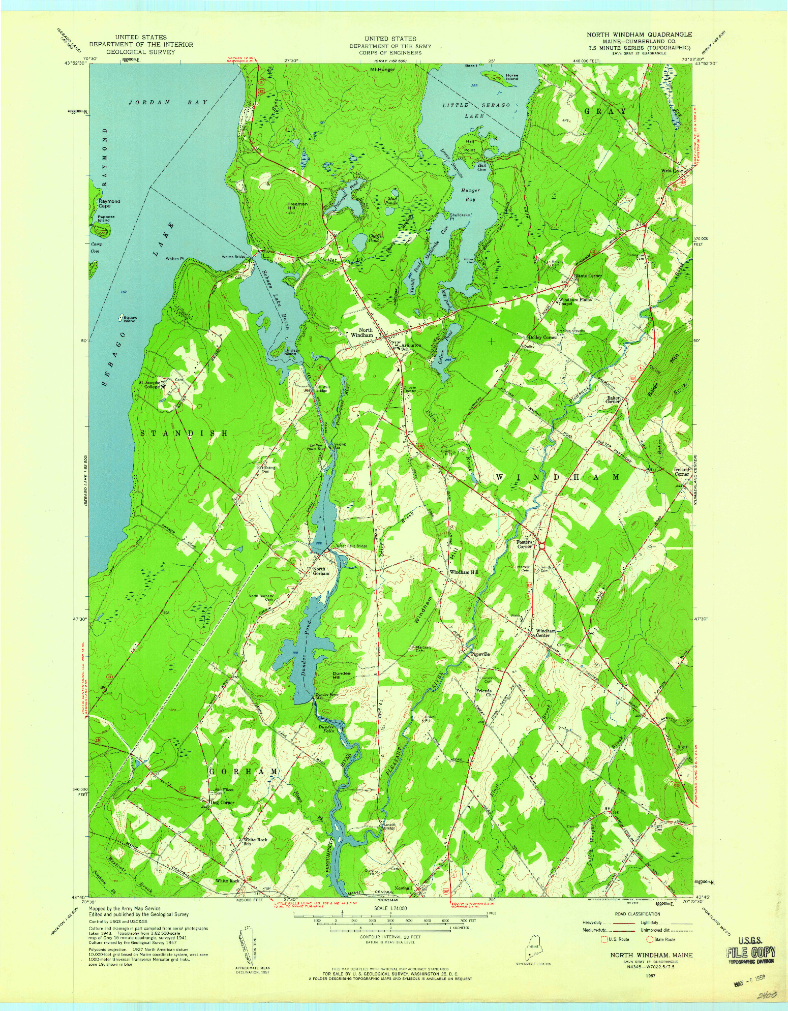 USGS 1:24000-SCALE QUADRANGLE FOR NORTH WINDHAM, ME 1957