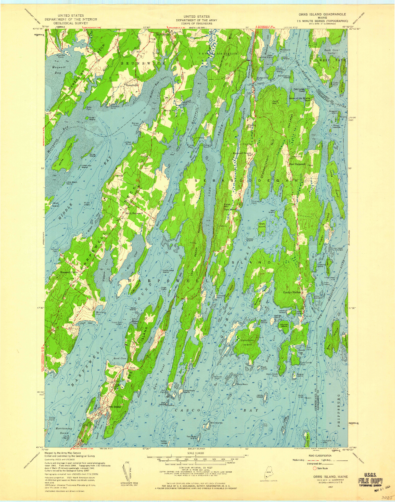 USGS 1:24000-SCALE QUADRANGLE FOR ORRS ISLAND, ME 1957