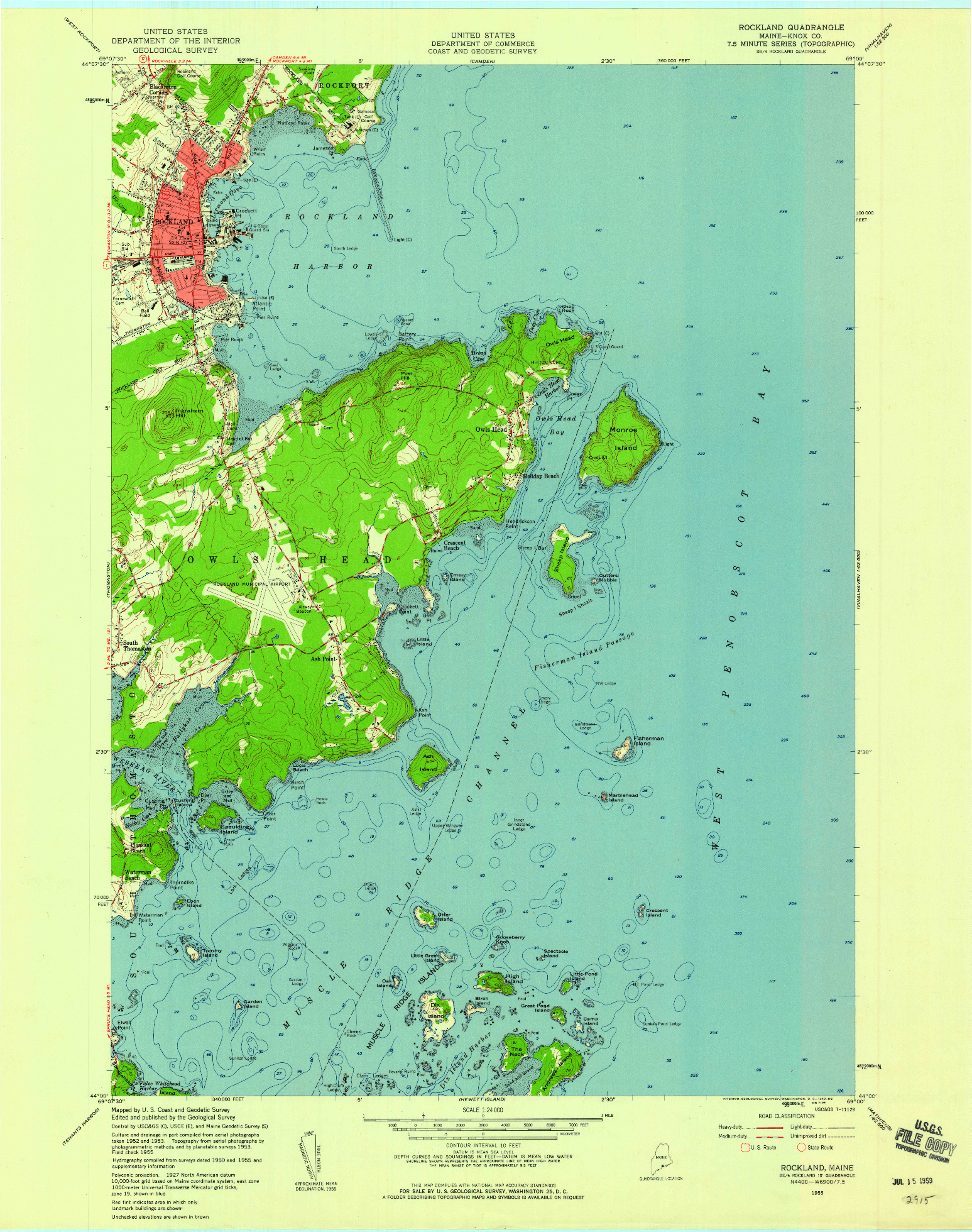 USGS 1:24000-SCALE QUADRANGLE FOR ROCKLAND, ME 1955