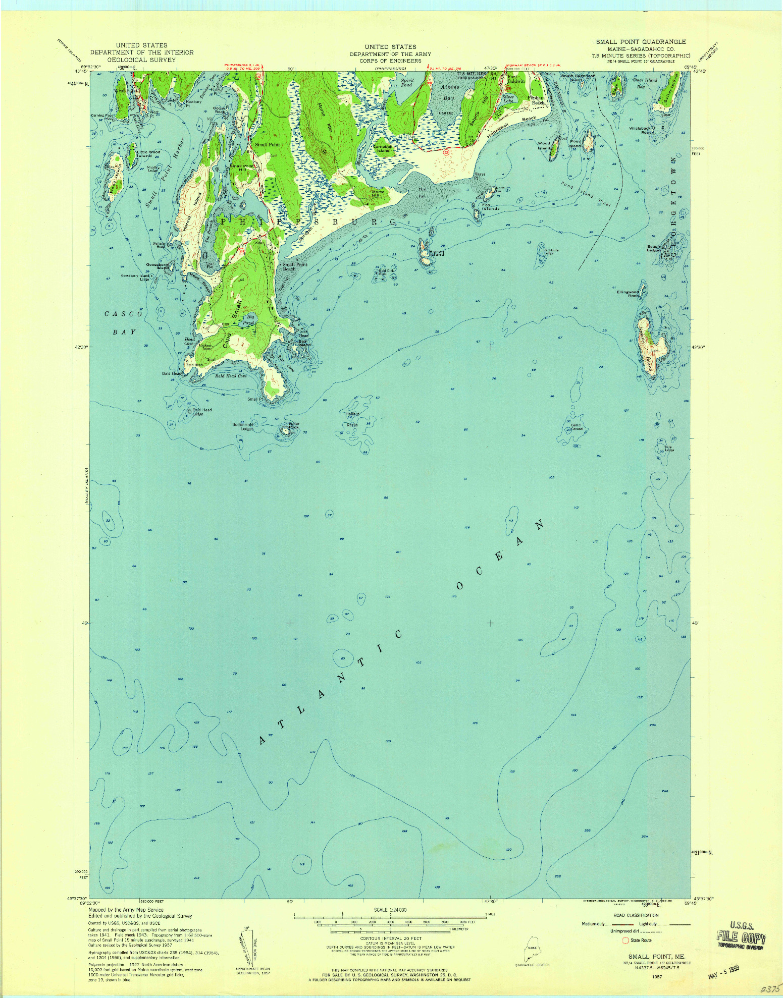 USGS 1:24000-SCALE QUADRANGLE FOR SMALL POINT, ME 1957