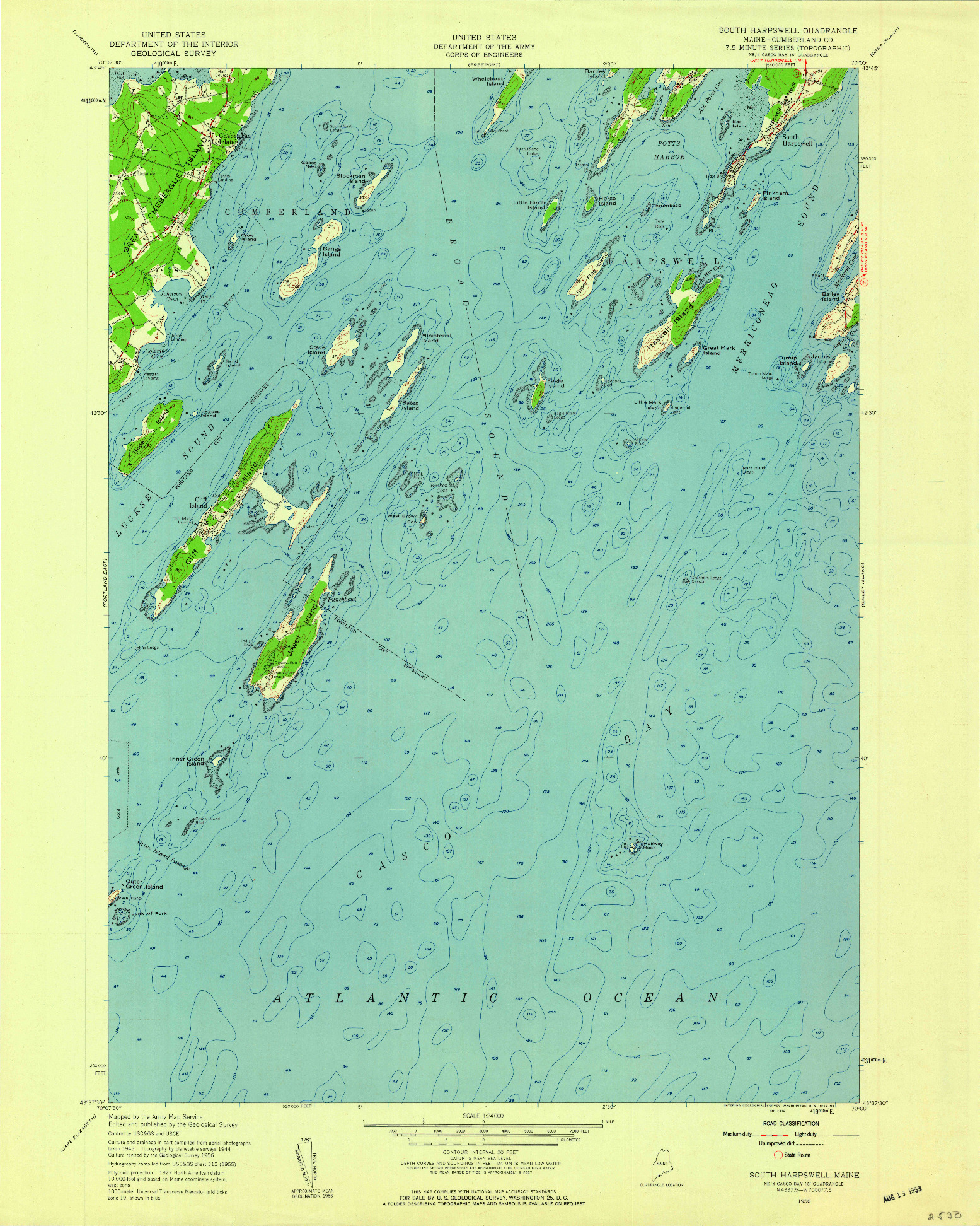 USGS 1:24000-SCALE QUADRANGLE FOR SOUTH HARPSWELL, ME 1956