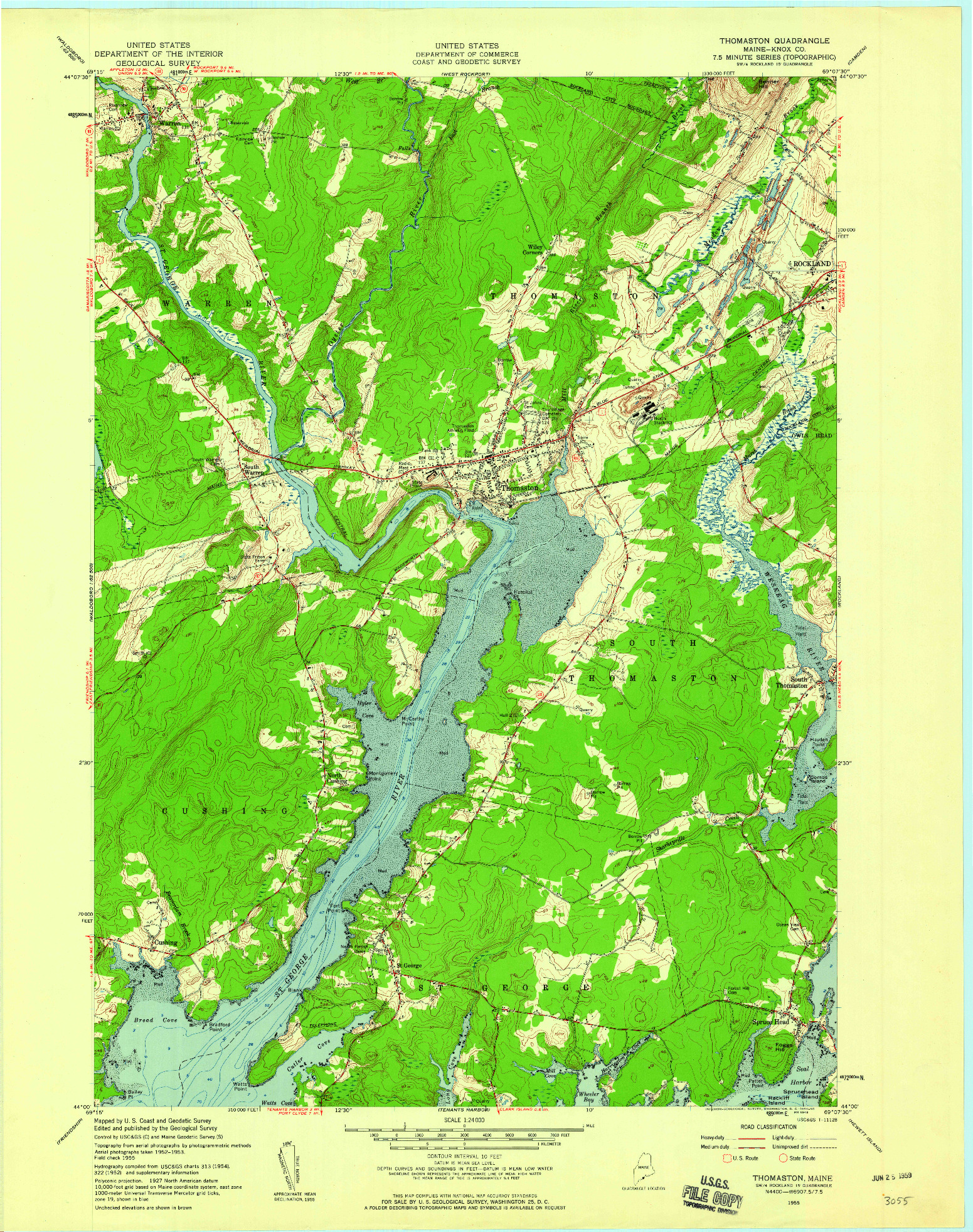 USGS 1:24000-SCALE QUADRANGLE FOR THOMASTON, ME 1955