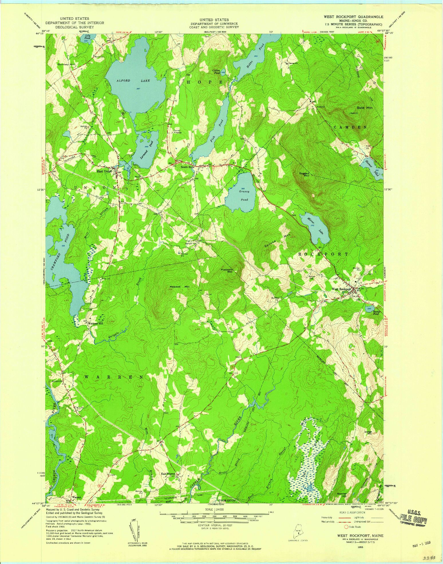 USGS 1:24000-SCALE QUADRANGLE FOR WEST ROCKPORT, ME 1955