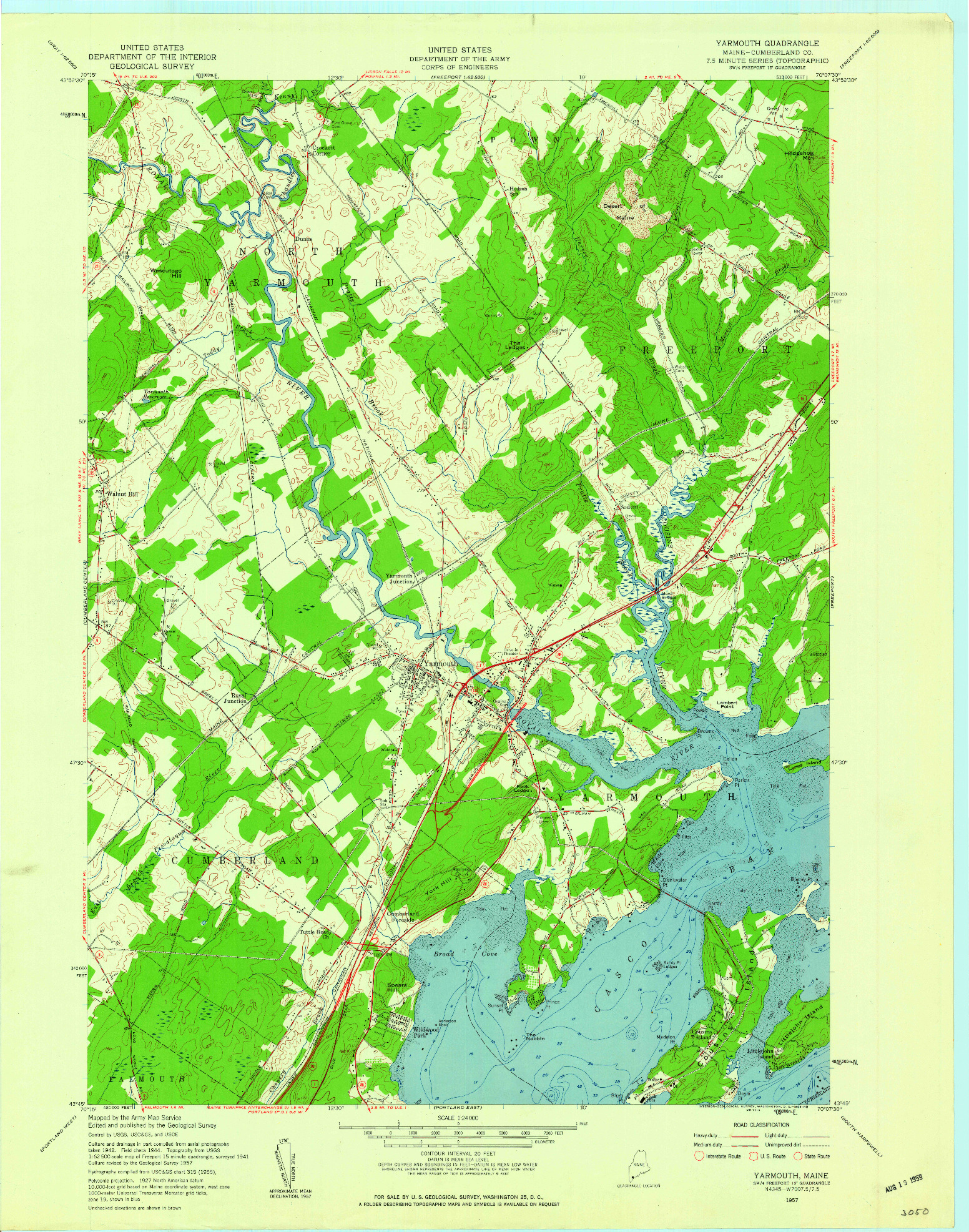 USGS 1:24000-SCALE QUADRANGLE FOR YARMOUTH, ME 1957