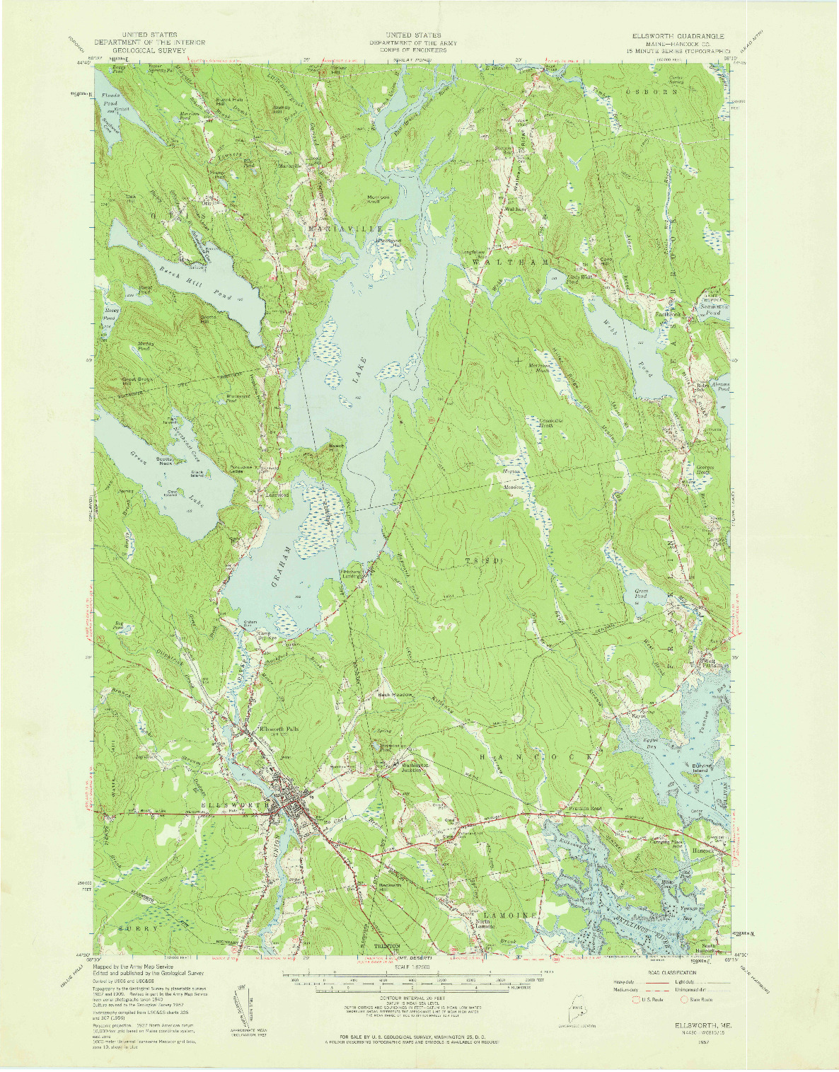 USGS 1:62500-SCALE QUADRANGLE FOR ELLSWORTH, ME 1957