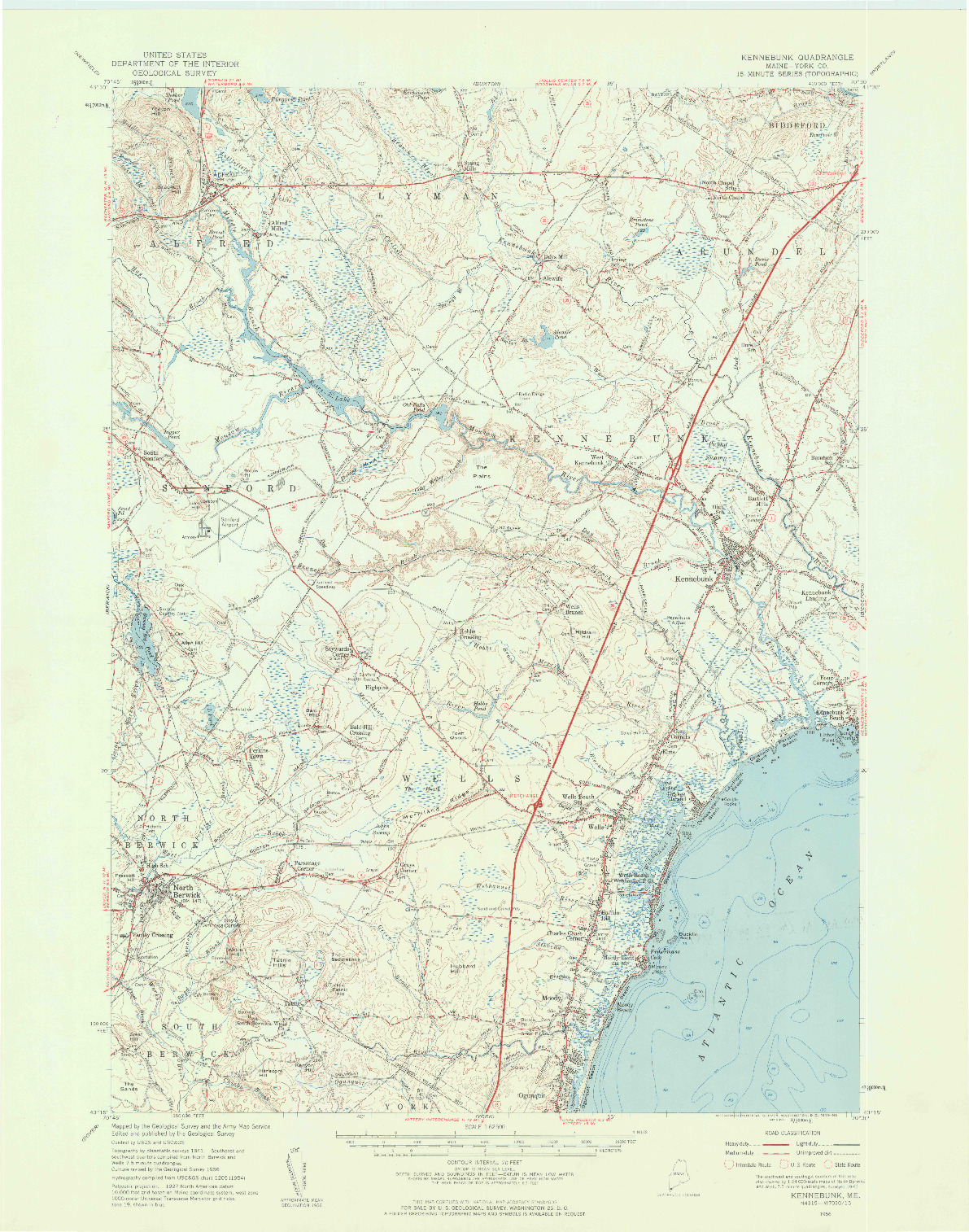 USGS 1:62500-SCALE QUADRANGLE FOR KENNEBUNK, ME 1956