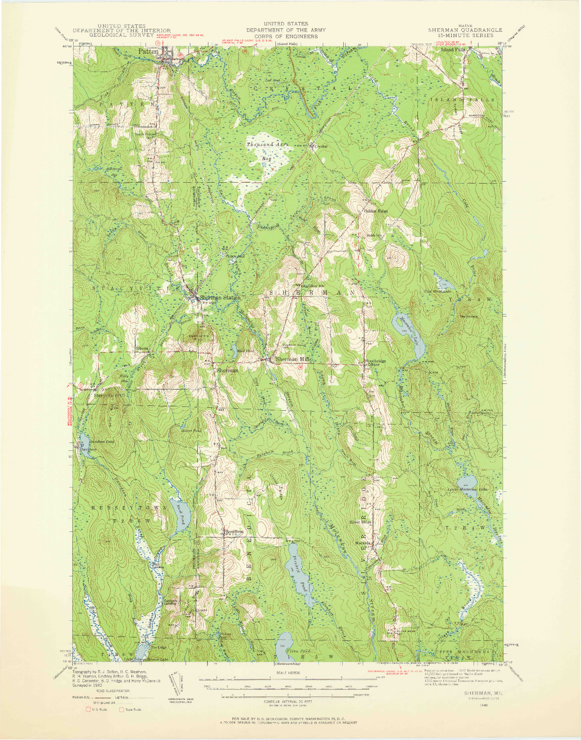 USGS 1:62500-SCALE QUADRANGLE FOR SHERMAN, ME 1940