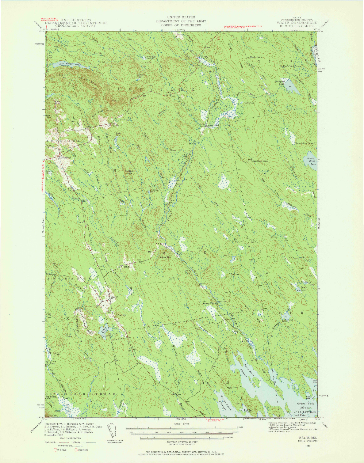 USGS 1:62500-SCALE QUADRANGLE FOR WAITE, ME 1940