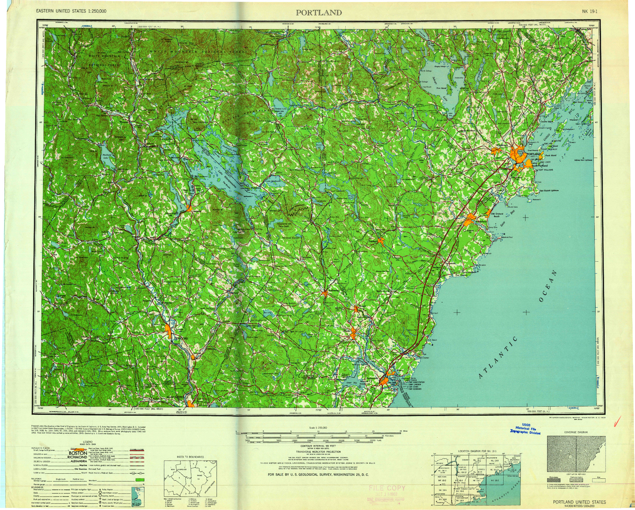 USGS 1:250000-SCALE QUADRANGLE FOR PORTLAND, ME 1959