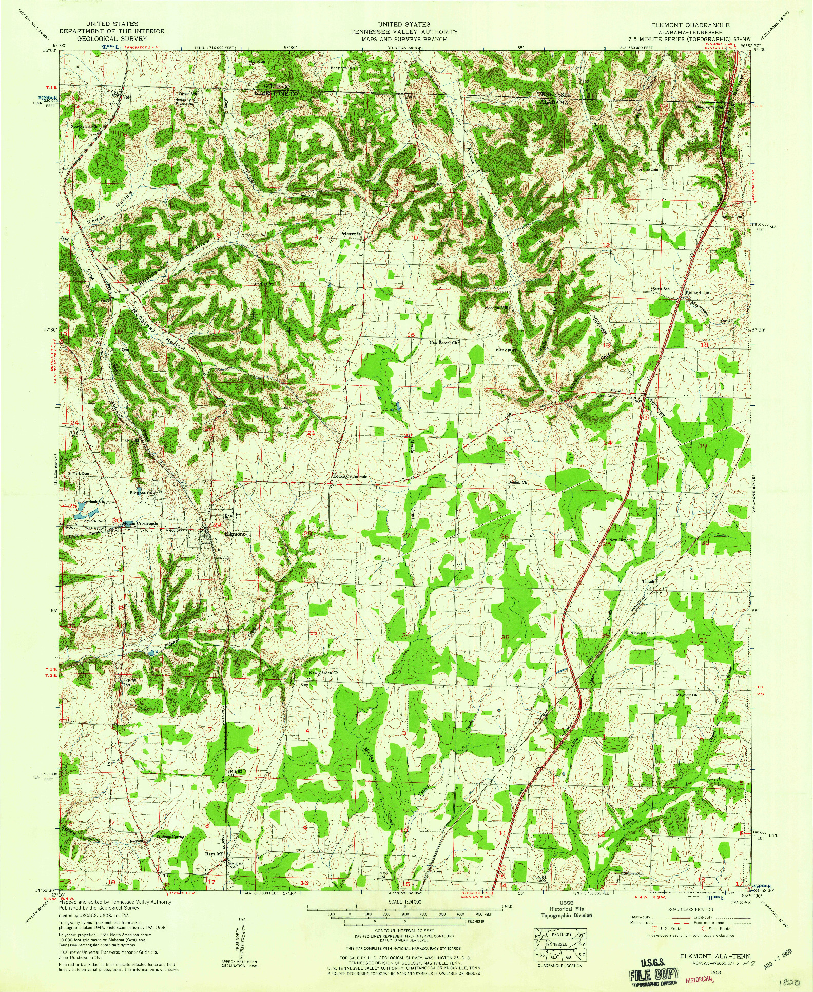 USGS 1:24000-SCALE QUADRANGLE FOR ELKMONT, AL 1958