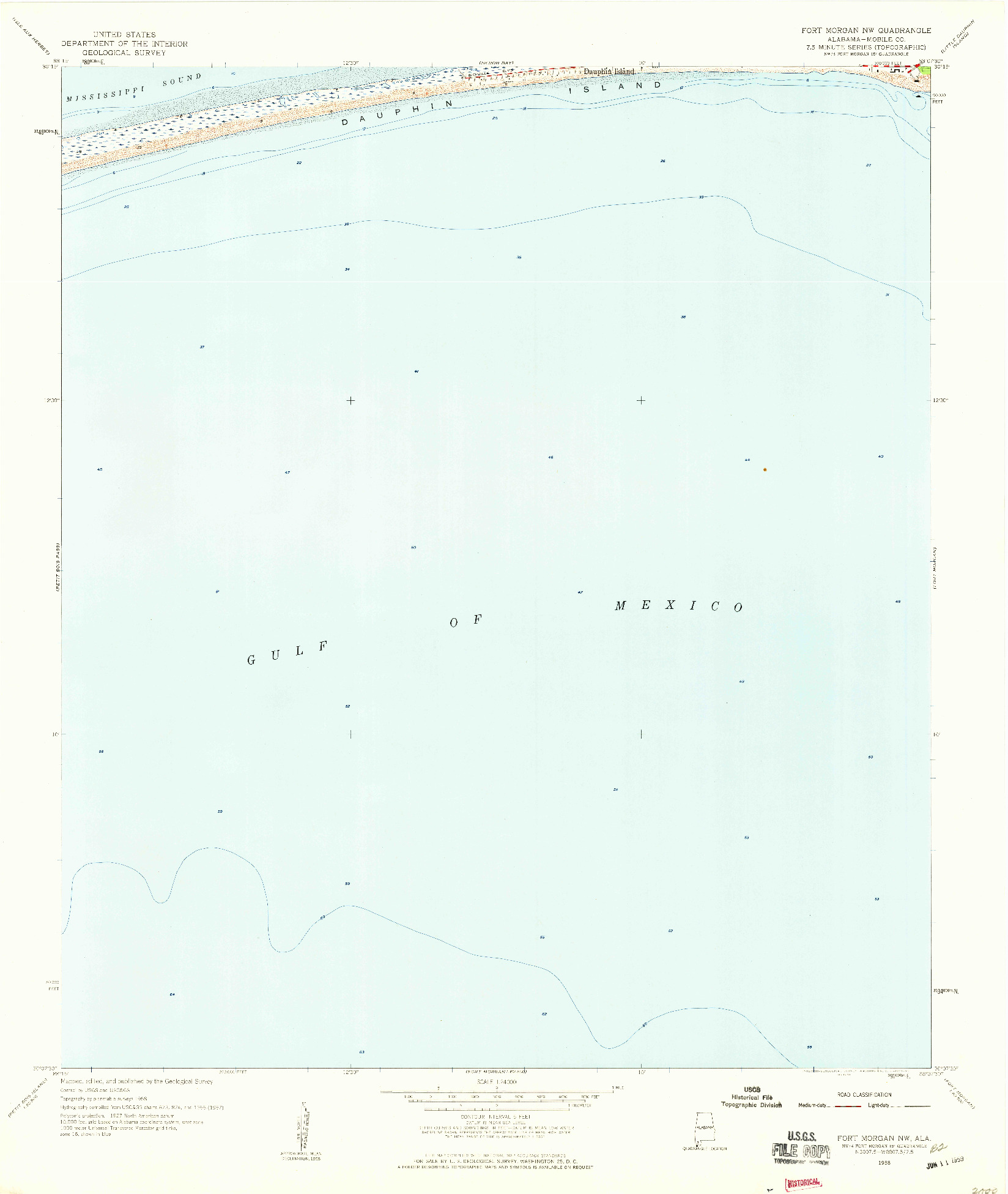 USGS 1:24000-SCALE QUADRANGLE FOR FORT MORGAN NW, AL 1958